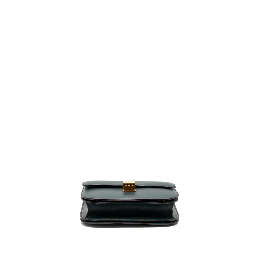 CELINE MEDIUM CLASSIC BOX BAG CALFSKIN GREEN BRUSHED GHW