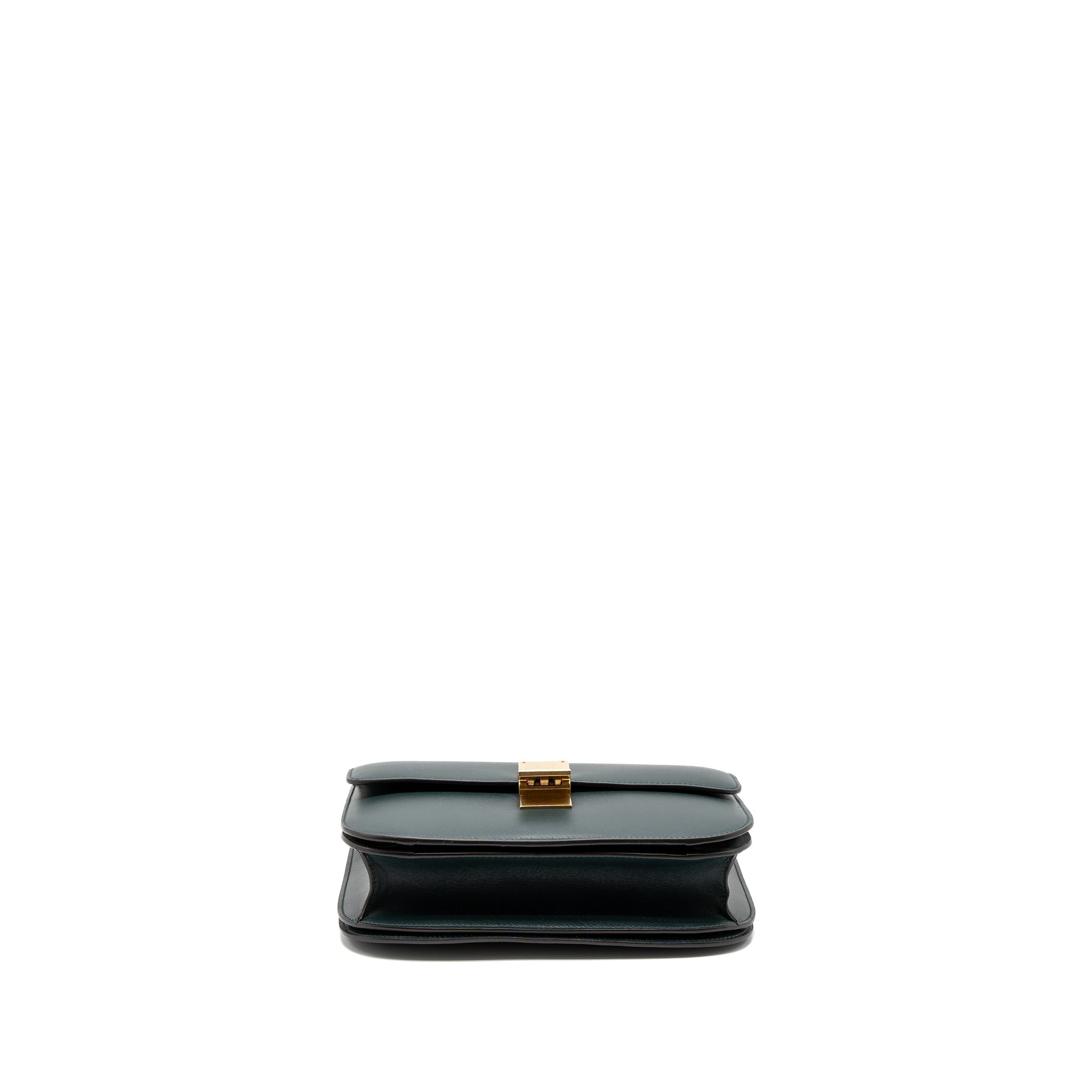 CELINE MEDIUM CLASSIC BOX BAG CALFSKIN GREEN BRUSHED GHW