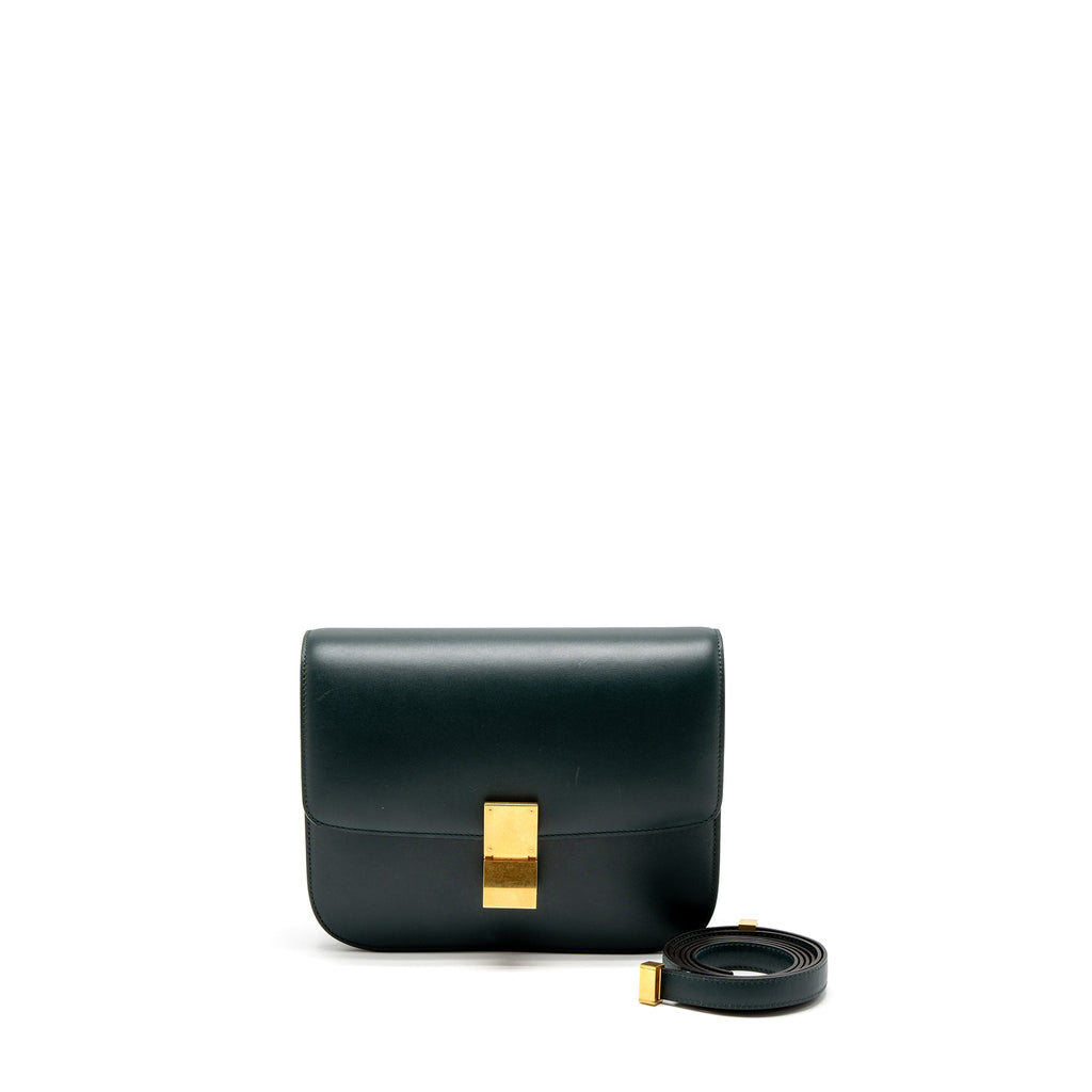 CELINE MEDIUM CLASSIC BOX BAG CALFSKIN GREEN BRUSHED GHW