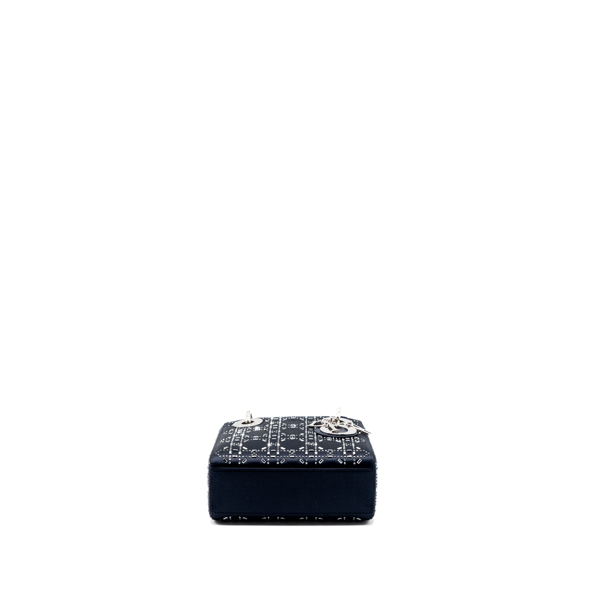 DIOR MINI LADY DIOR SATIN CRYSTAL DARK BLUE SHW