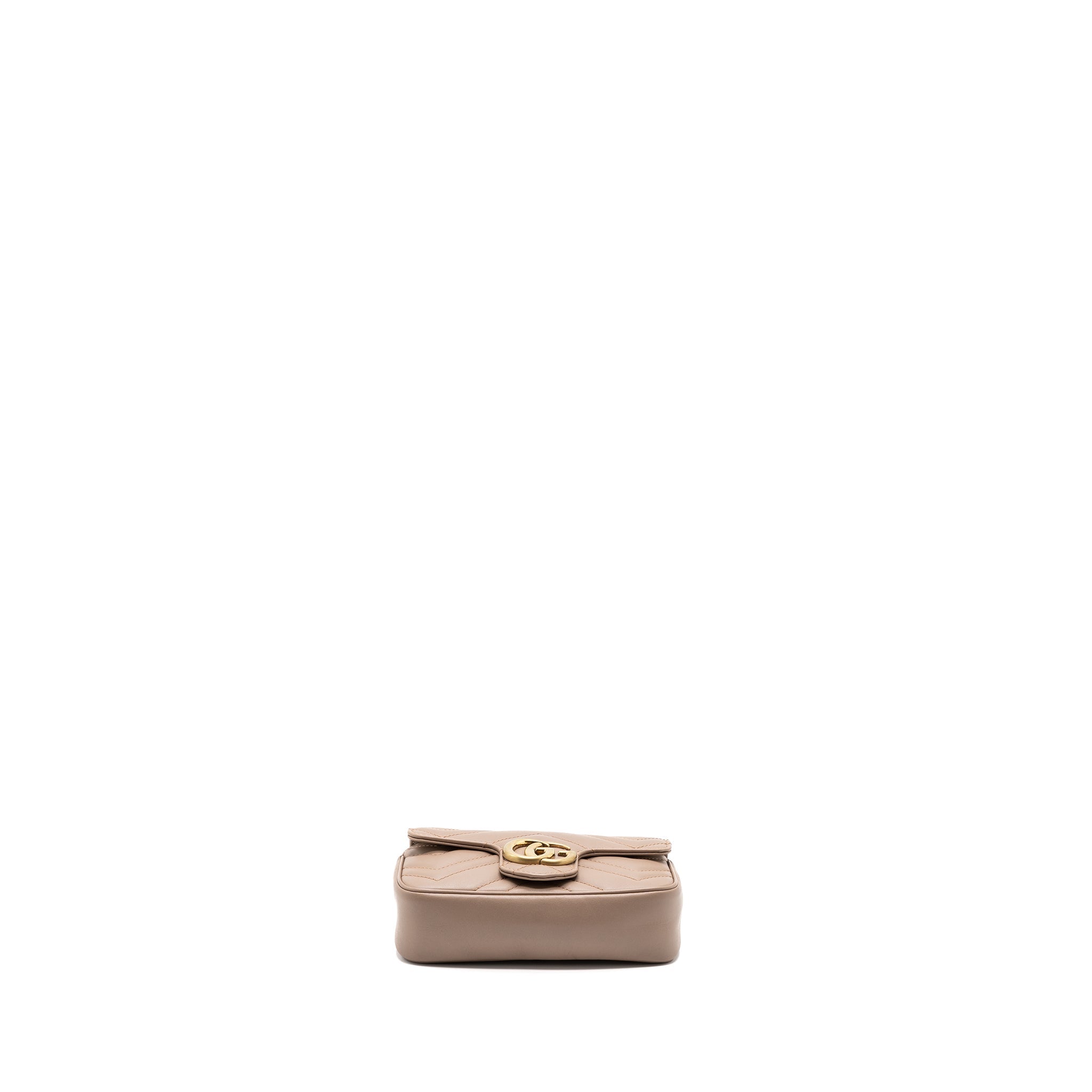 GUCCI SUPER MINI GG MARMONT BAG CALFSKIN BEIGE GHW