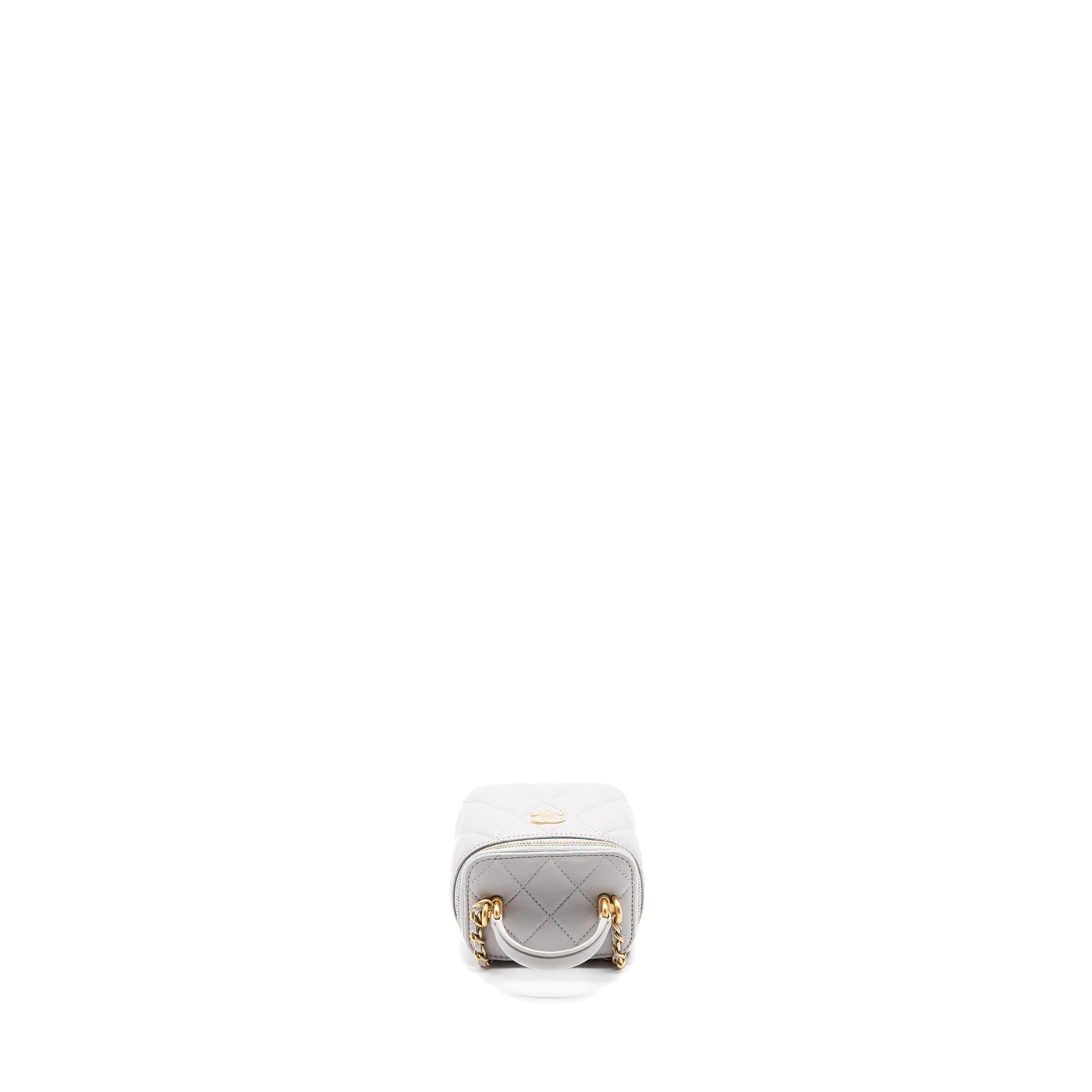 CHANEL TOP HANDLE MINI VANITY WITH CHAIN LIGHT GREY GHW
