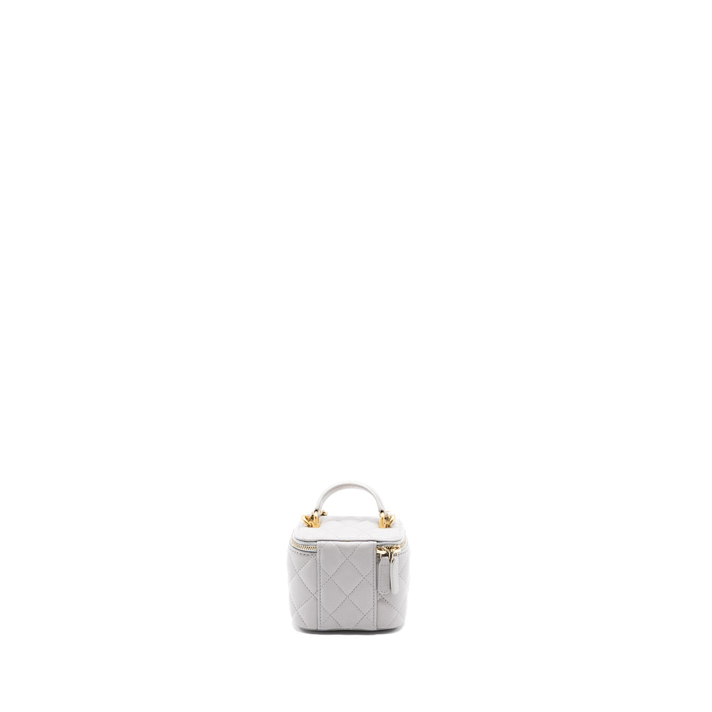 CHANEL TOP HANDLE MINI VANITY WITH CHAIN LIGHT GREY GHW
