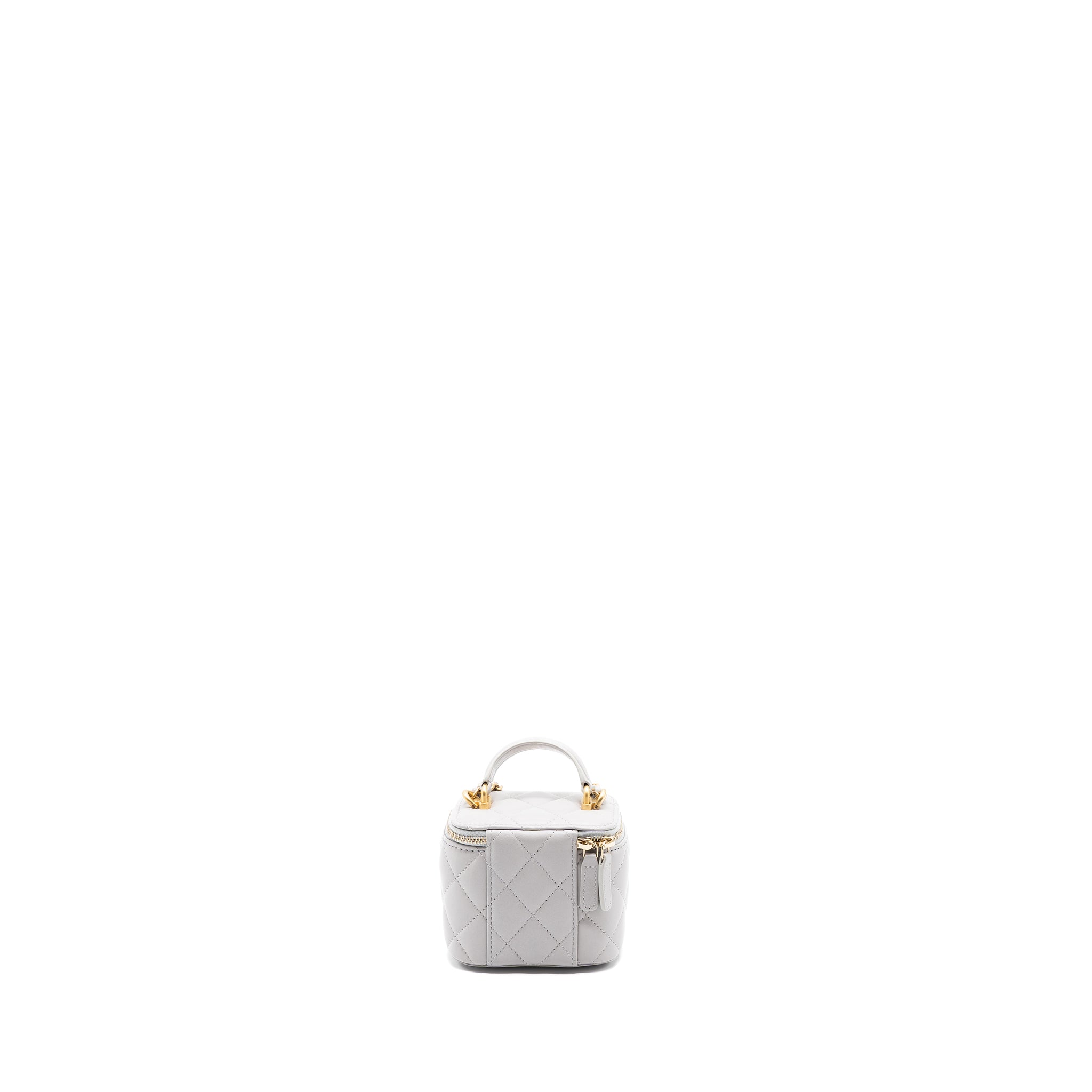 CHANEL TOP HANDLE MINI VANITY WITH CHAIN LIGHT GREY GHW