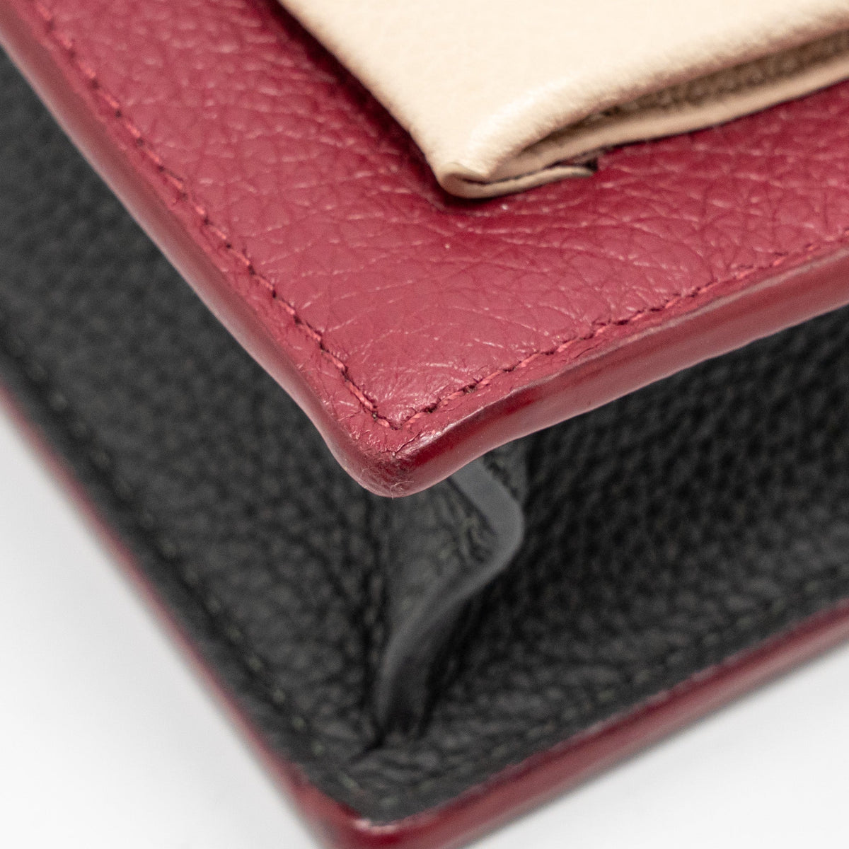 LOUIS VUITTON MYLOCKME CHAIN POCHETTE CALFSKIN MULTICOLOR DARK RED/ BEIGE/ GREY SHW