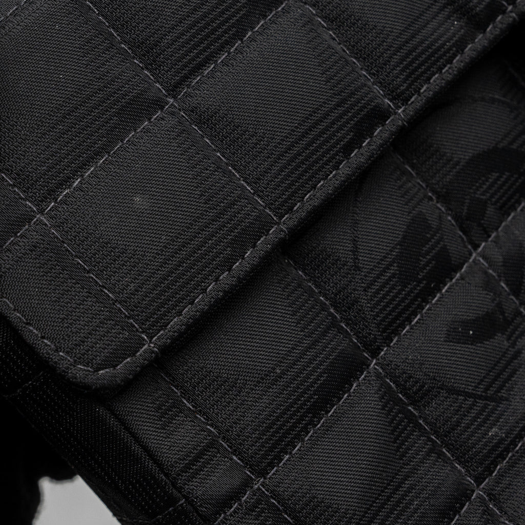 CHANEL VINTAGE FLAP BAG FABRIC BLACK WITH BLACK HARDWARE