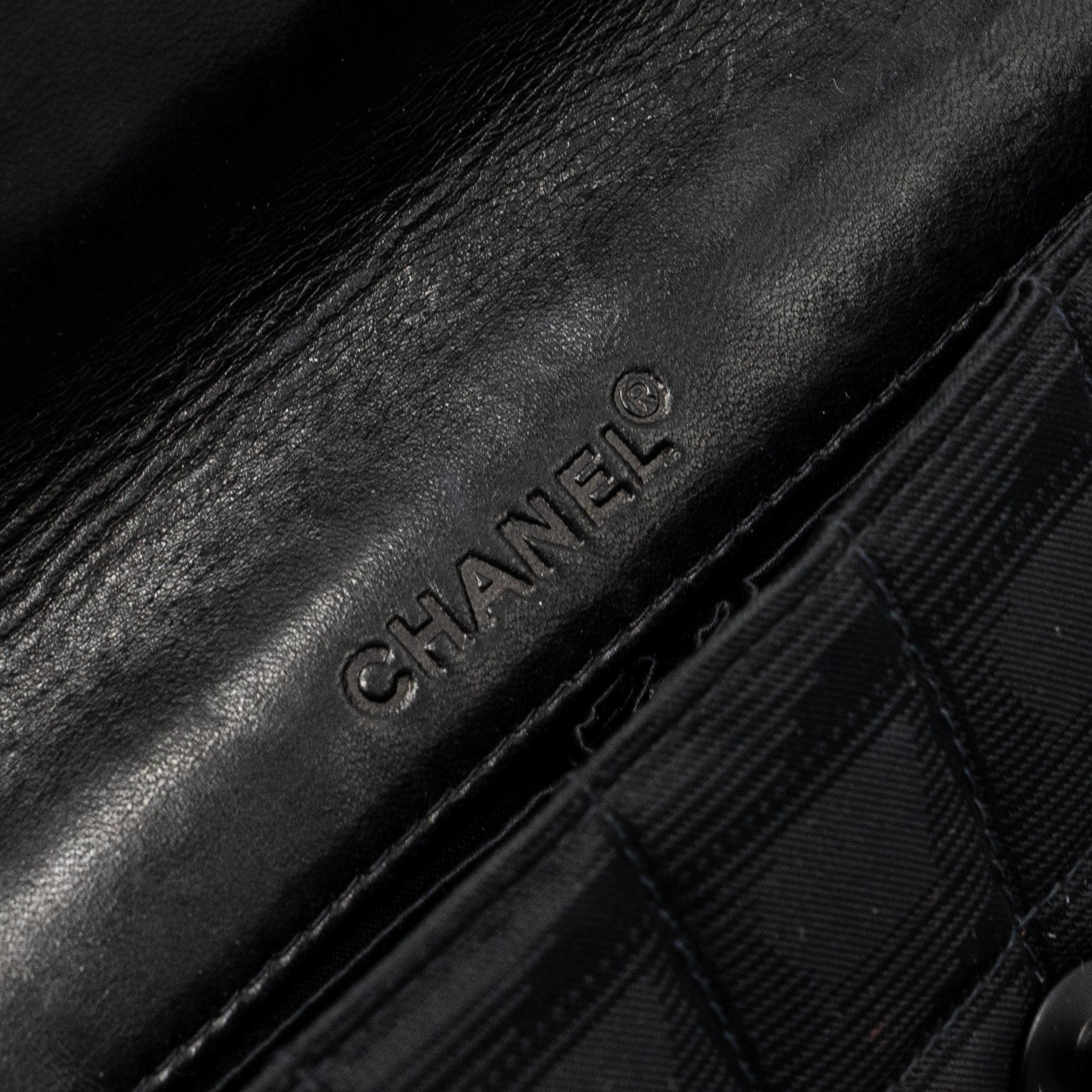 CHANEL VINTAGE FLAP BAG FABRIC BLACK WITH BLACK HARDWARE