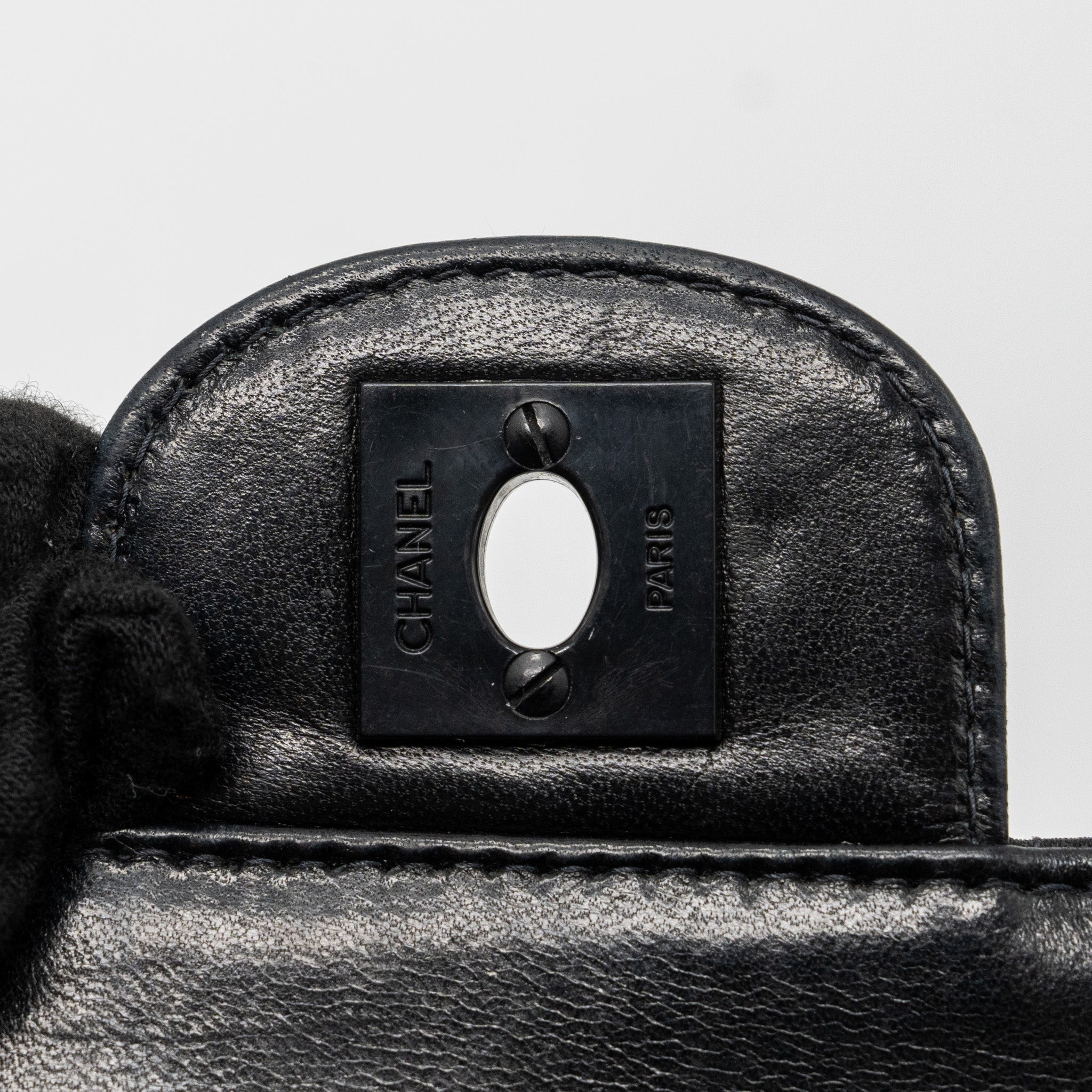 CHANEL VINTAGE FLAP BAG FABRIC BLACK WITH BLACK HARDWARE