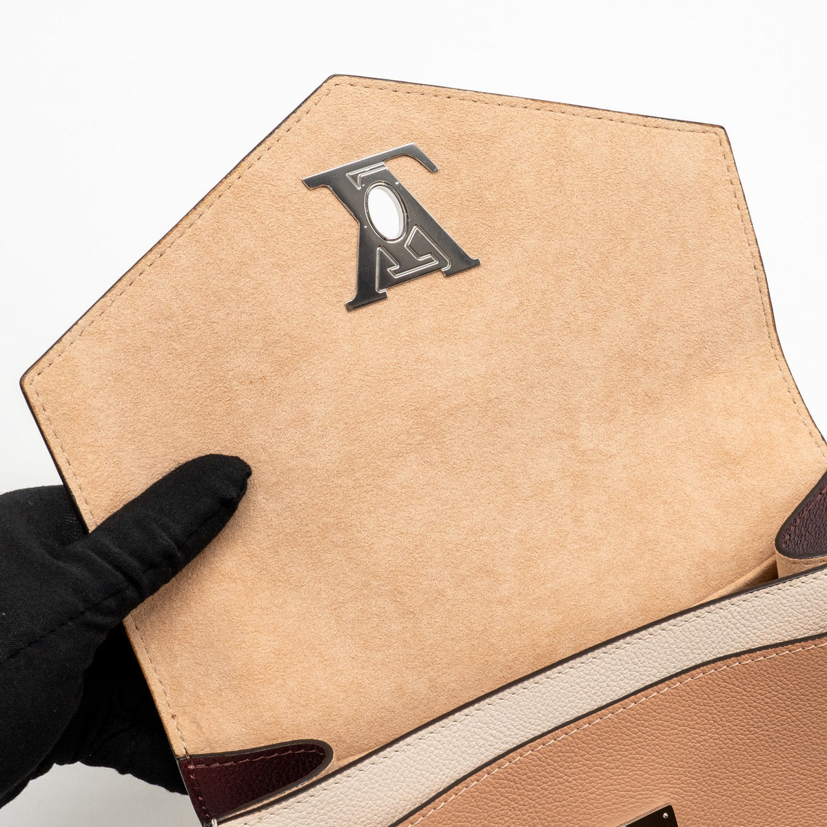 LOUIS VUITTON MYLOCKME BB CALFSKIN BURGUNDY/WHITE/PINK SHW