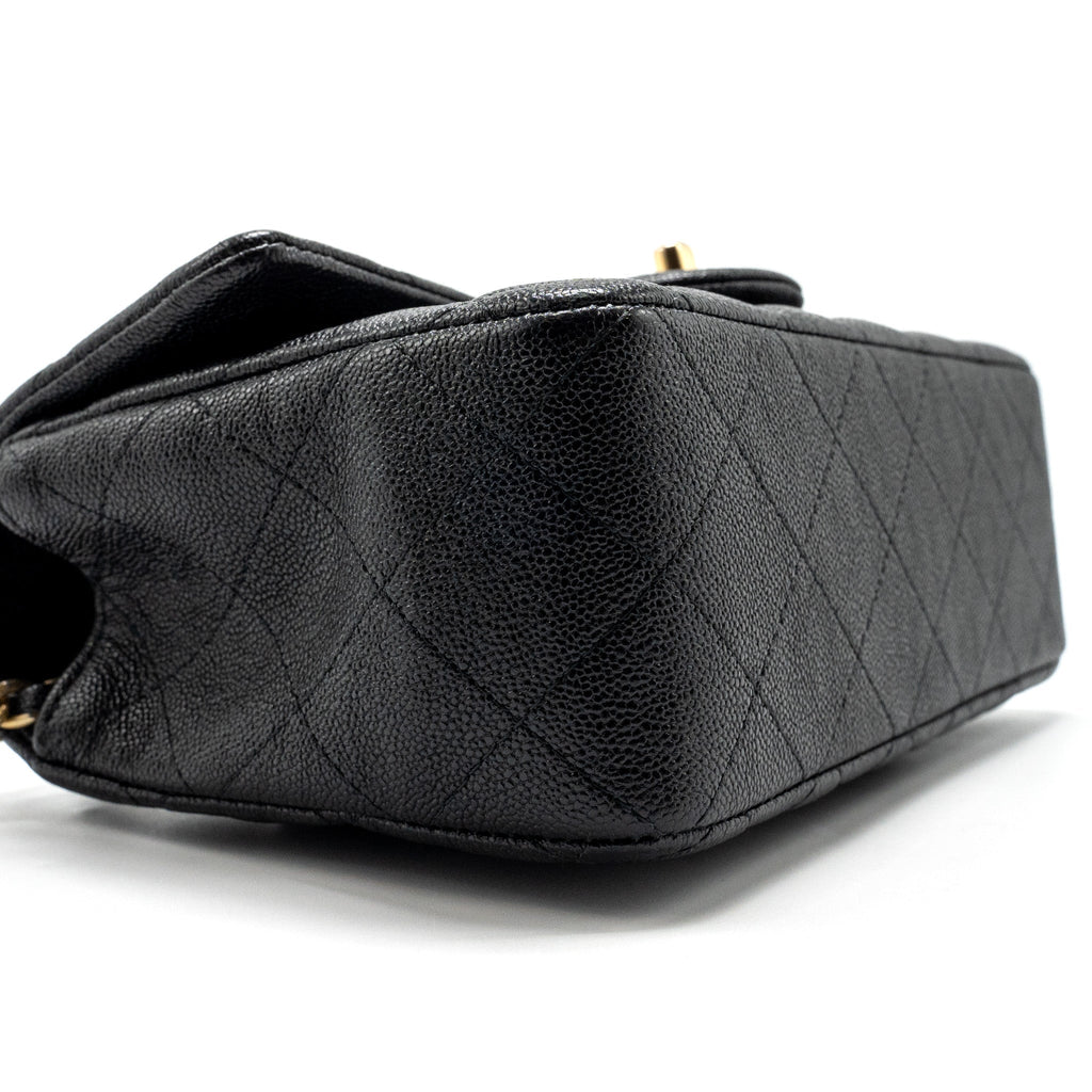 CHANEL TOP HANDLE MINI RECTANGULAR FLAP BAG CAVIAR BLACK GHW