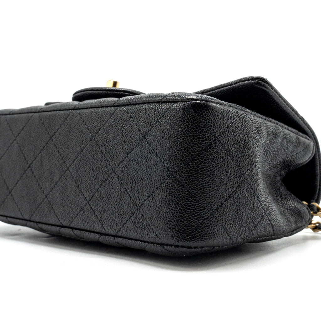 CHANEL TOP HANDLE MINI RECTANGULAR FLAP BAG CAVIAR BLACK GHW