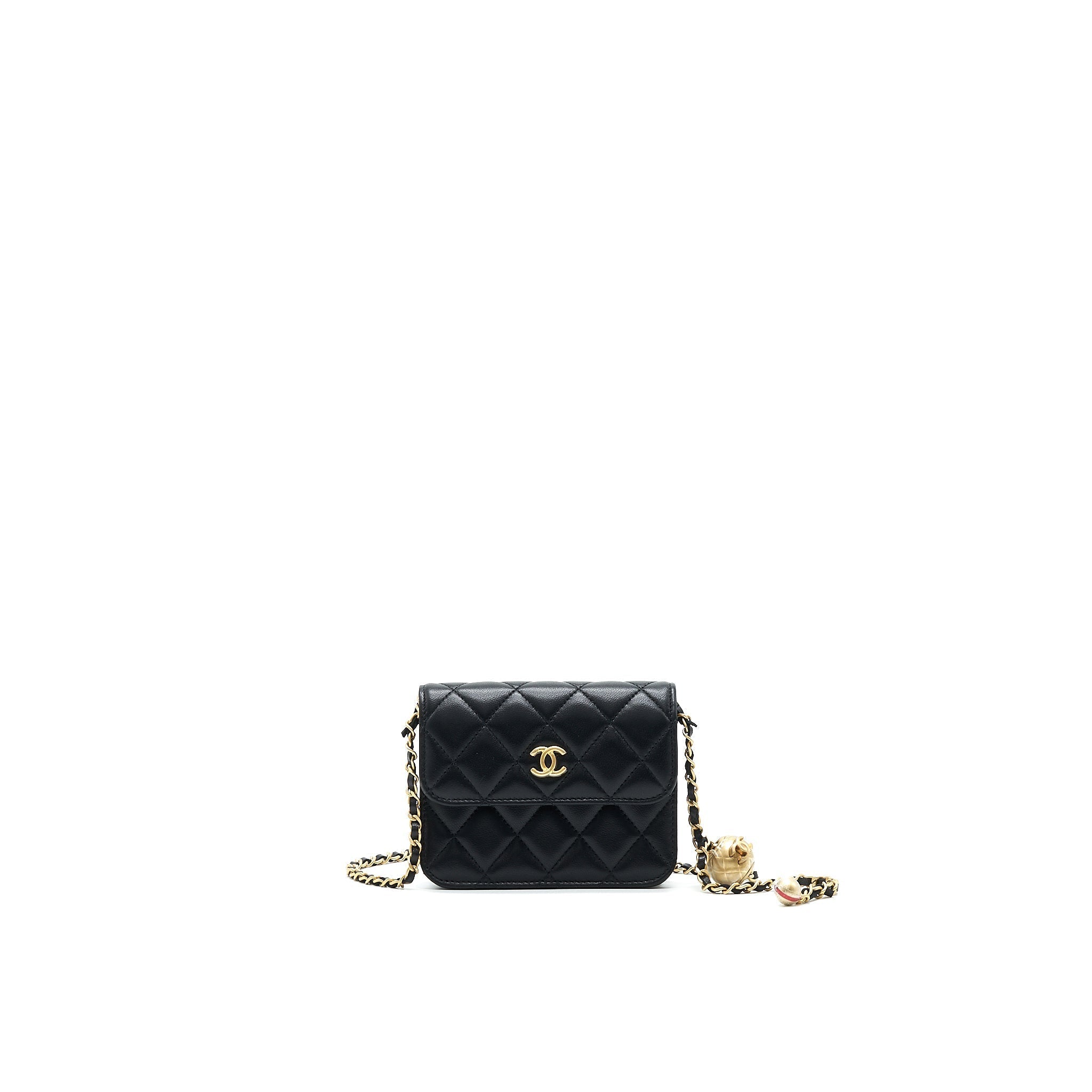CHANEL 2021 PEARL CRUSH BELT BAG BLACK WITH GHW