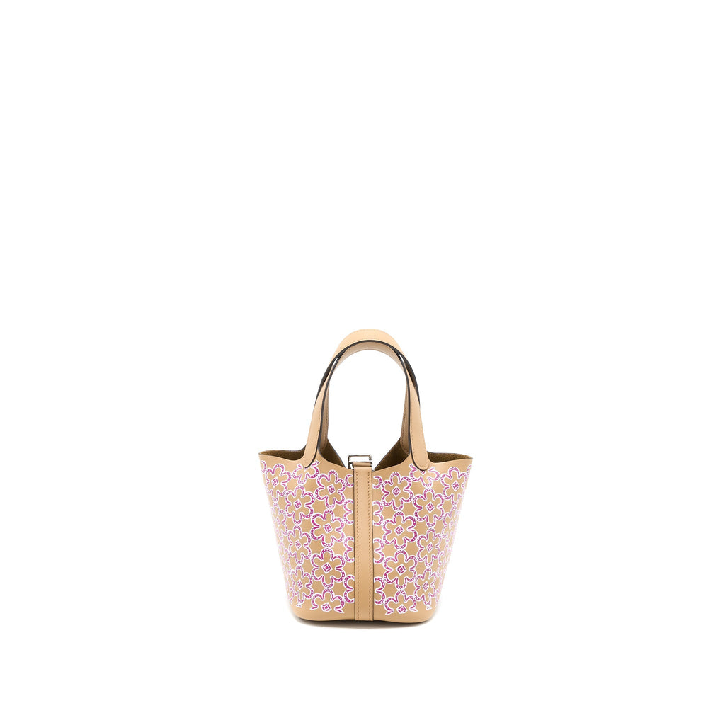 HERMES MICRO LUCKY DAISY PICOTIN 14 SWIFT CHAI/ROSE/BLANC SHW