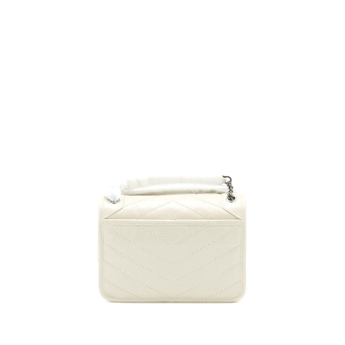 SAINT LAURENT NIKI BABY CHAIN BAG IN CRINKLED CALFSKIN BLANC SHW