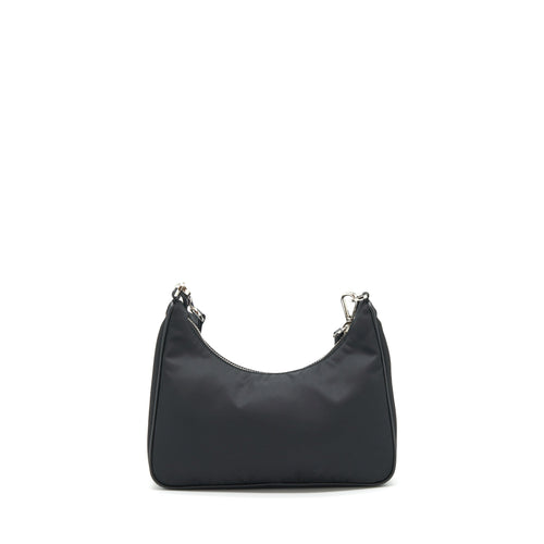 PRADA REEDITION 2005 RE NYLON BAG BLACK SHW(CHAIN HANDLE MISSING）