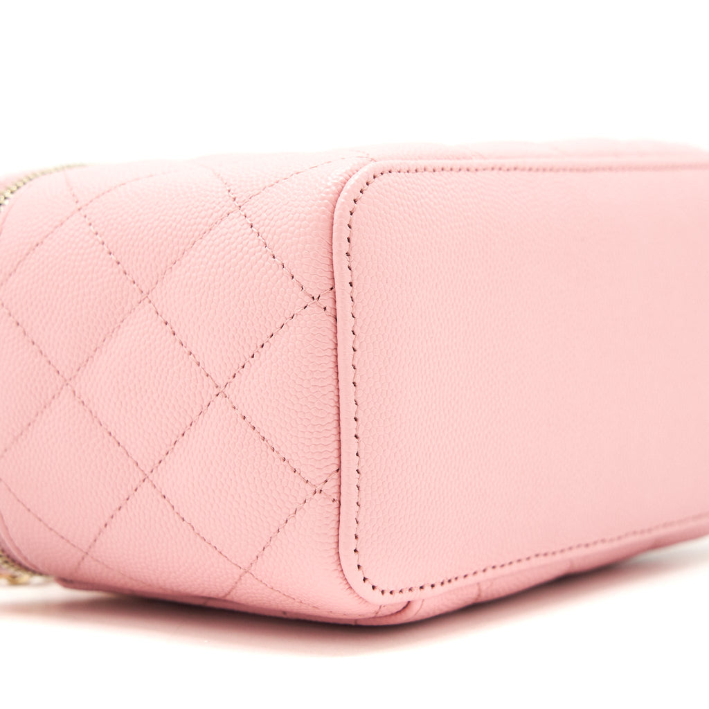 CHANEL 22C LONG VANITY WITH CHAIN CAVIAR LIGHT PINK LGHW