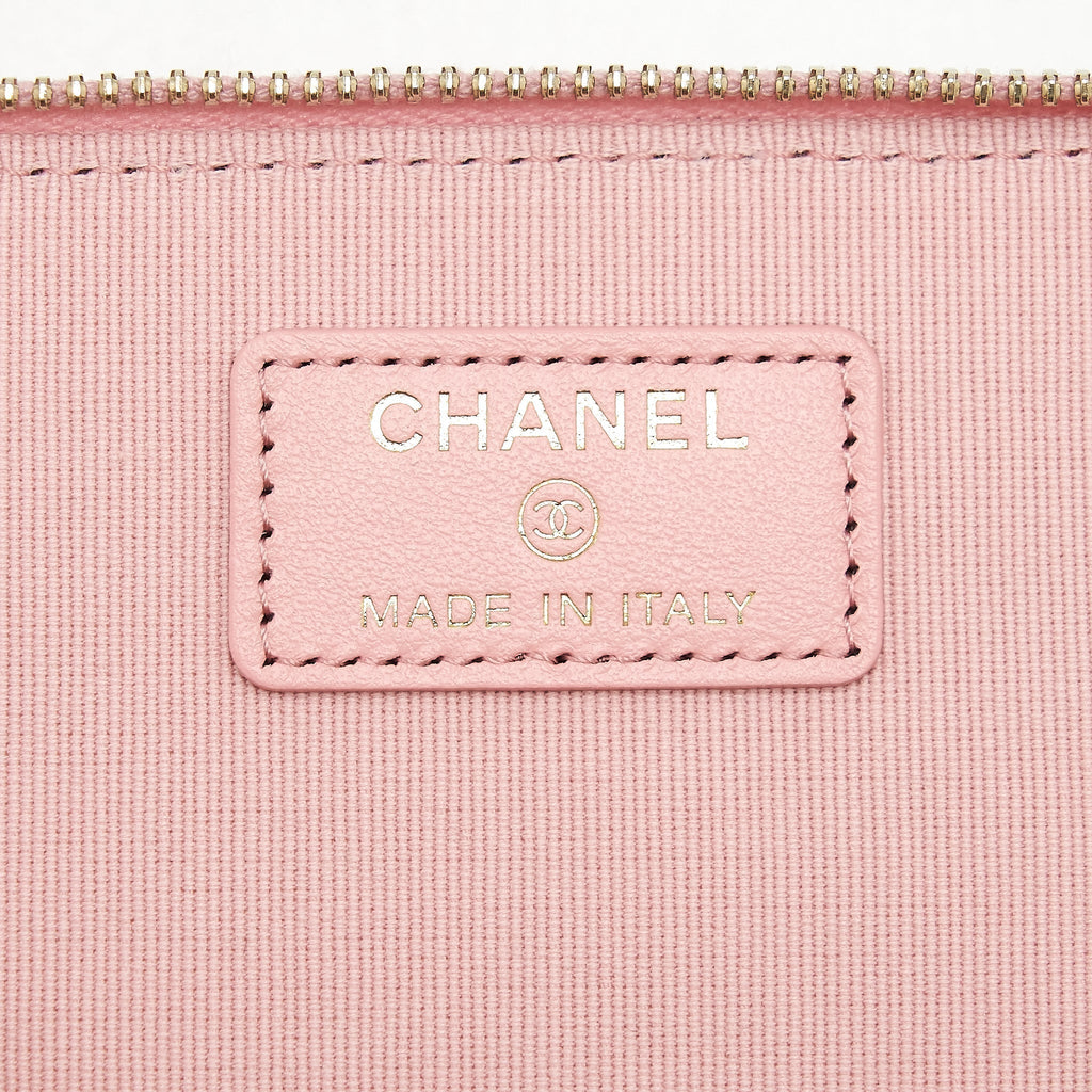 CHANEL 22C LONG VANITY WITH CHAIN CAVIAR LIGHT PINK LGHW