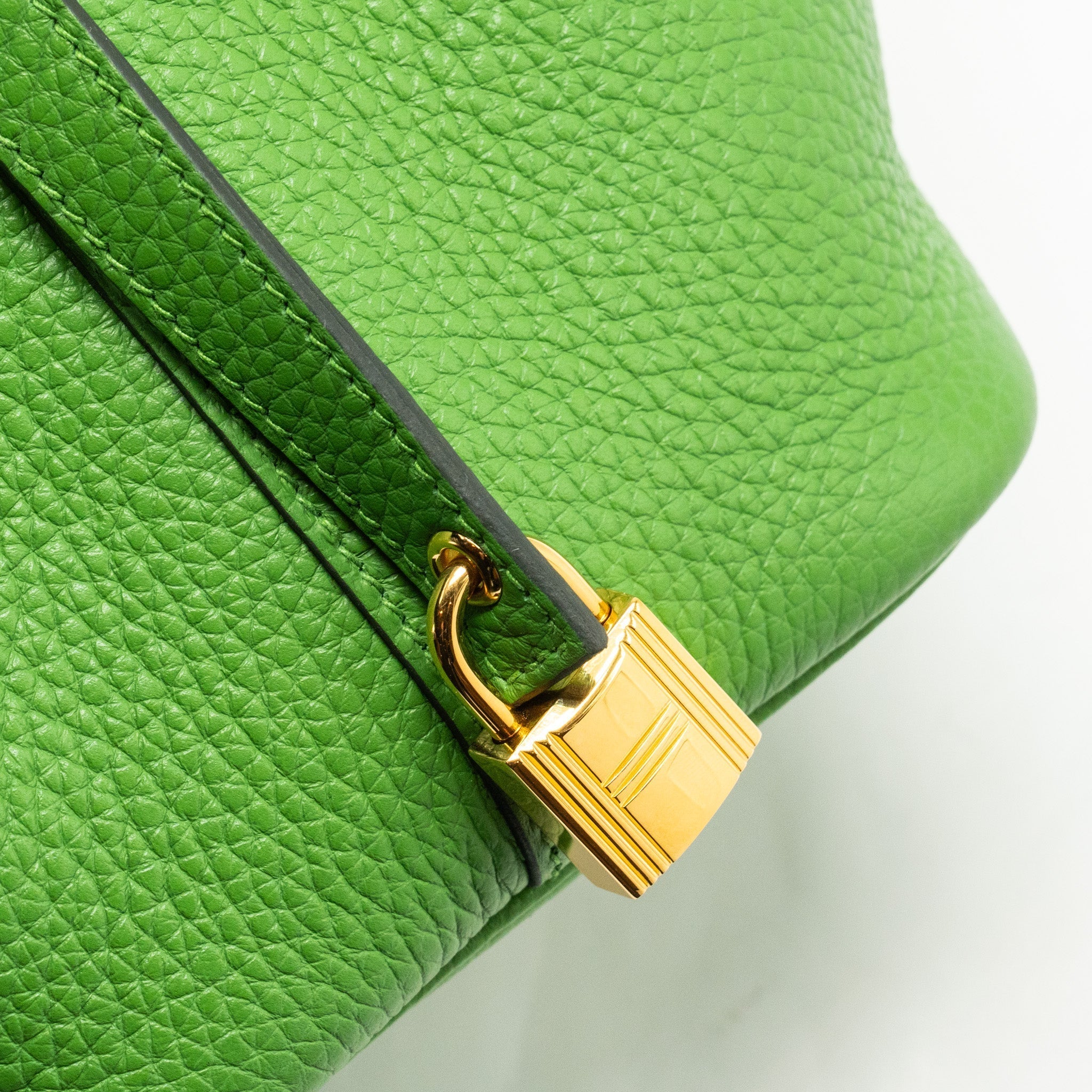 HERMES PICOTIN 18 LOCK BAG CLEMENCE VERT YUCCA GHW