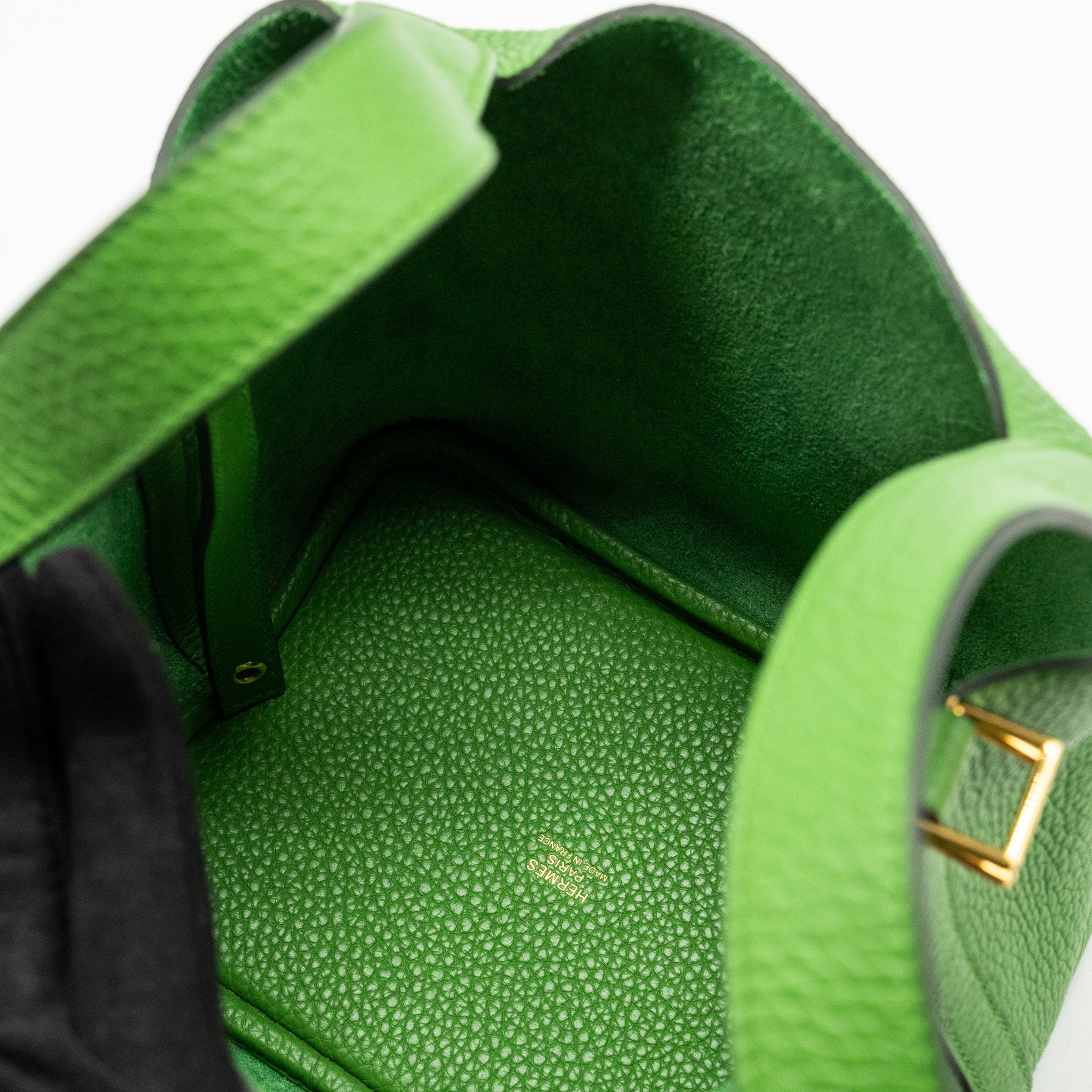 HERMES PICOTIN 18 LOCK BAG CLEMENCE VERT YUCCA GHW