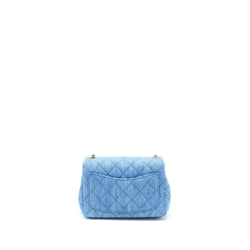 CHANEL PEARL CRUSH MINI SQUARE FLAP BAG DENIM GHW (MICROCHIP)