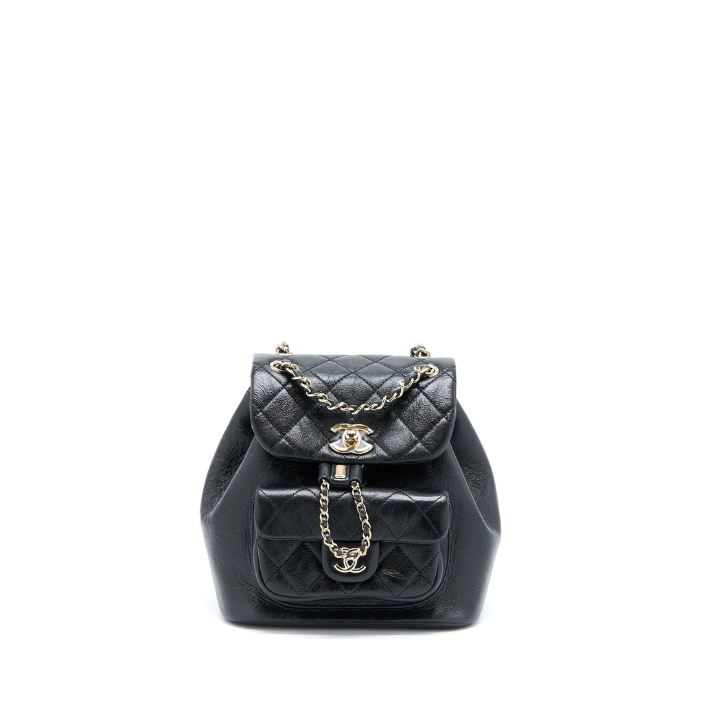 CHANEL 22C MINI DUMA BACKPACK AGED CALFSKIN BLACK LGHW (MICROCHIP)