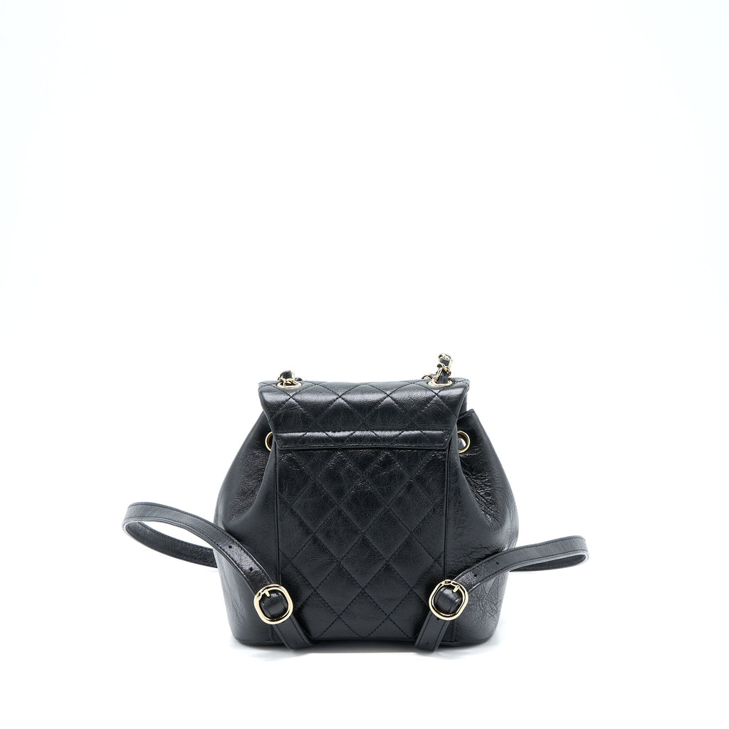 CHANEL 22C MINI DUMA BACKPACK AGED CALFSKIN BLACK LGHW (MICROCHIP)