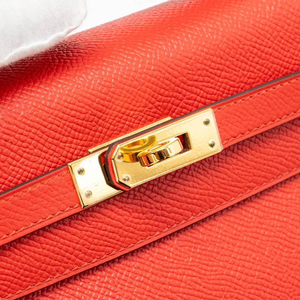 HERMES KELLY POCHETTE EPSOM Q5 ROUGE CASAQUE GHW