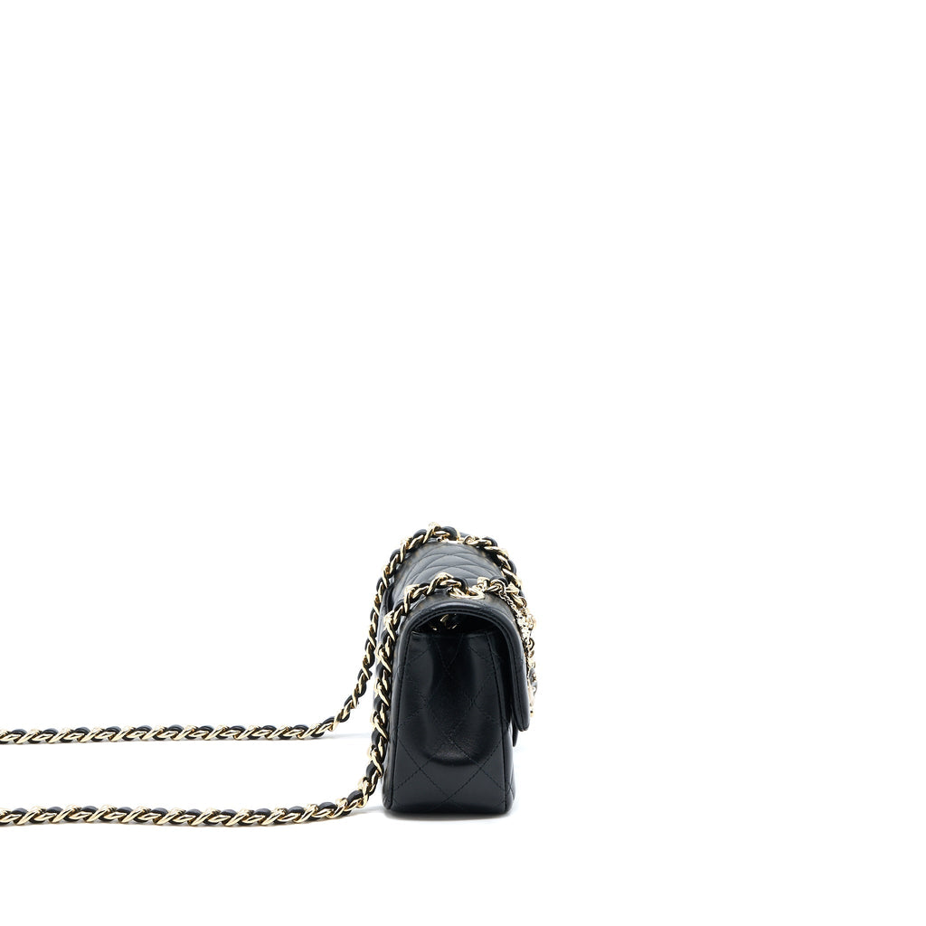 CHANEL MINI RECTANGULAR WITH COCO BAG CHARM LIMITED EDITION LAMBSKIN BLACK LGHW