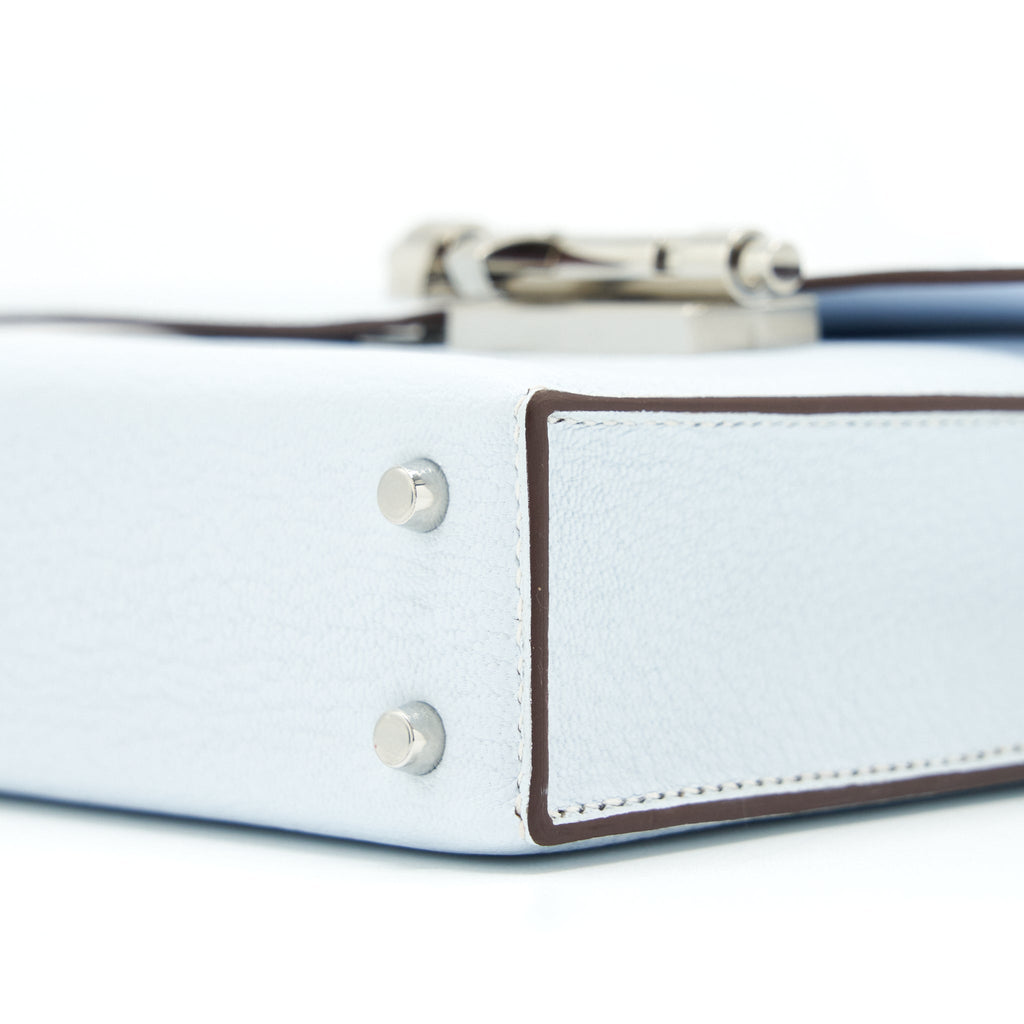 Hermes Mini Verrou Bag Chèvre Mysore T0 Bleu Brume SHW