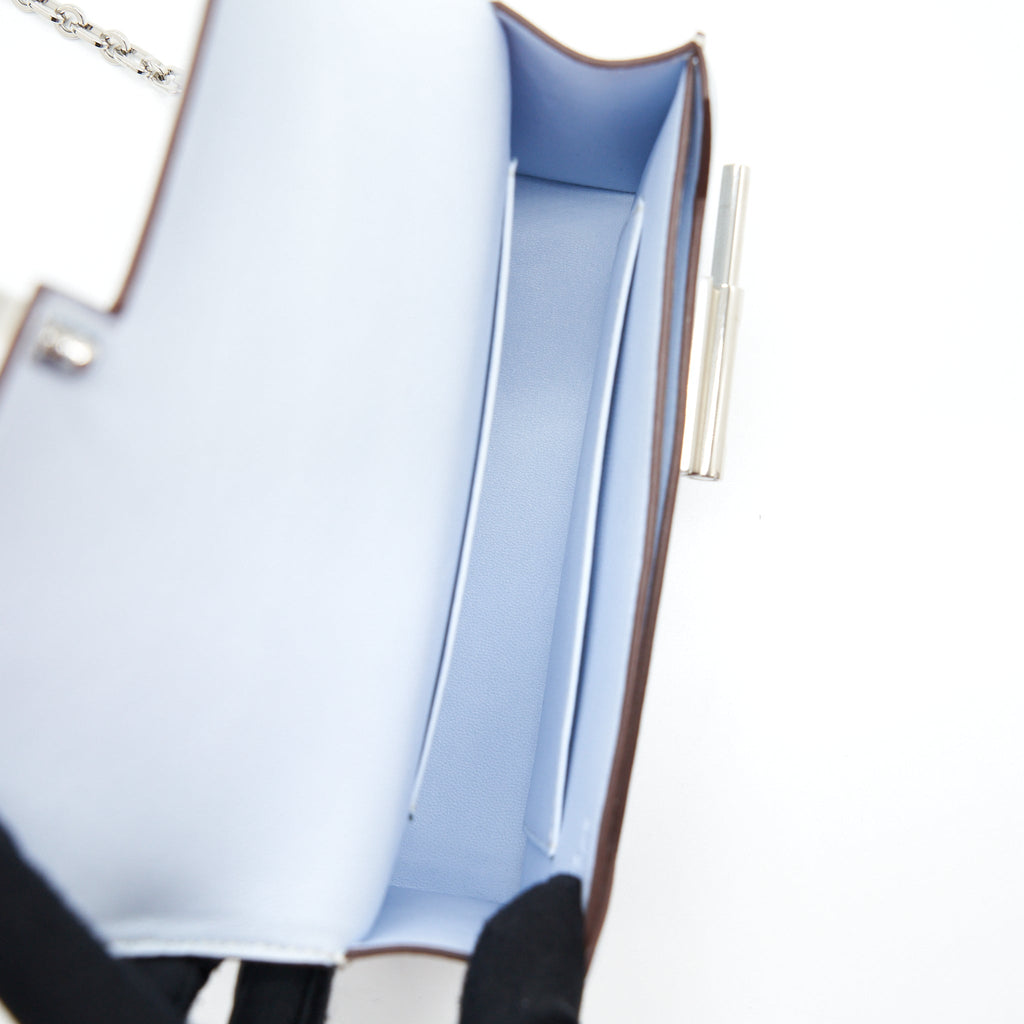 Hermes Mini Verrou Bag Chèvre Mysore T0 Bleu Brume SHW