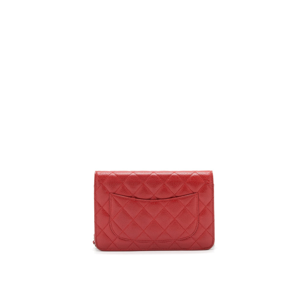 CHANEL WALLET ON CHAIN CAVIAR RED WITH SHW SERIAL 18