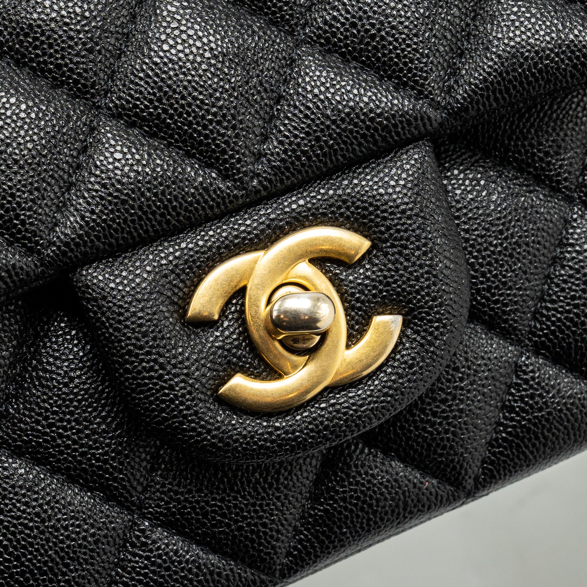 CHANEL TOP HANDLE MINI RECTANGULAR FLAP BAG CAVIAR BLACK GHW