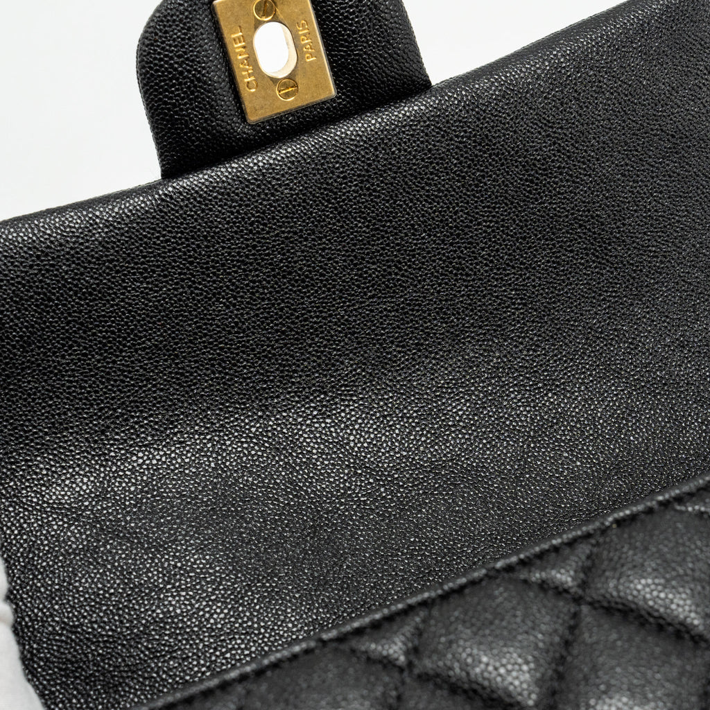 CHANEL TOP HANDLE MINI RECTANGULAR FLAP BAG CAVIAR BLACK GHW
