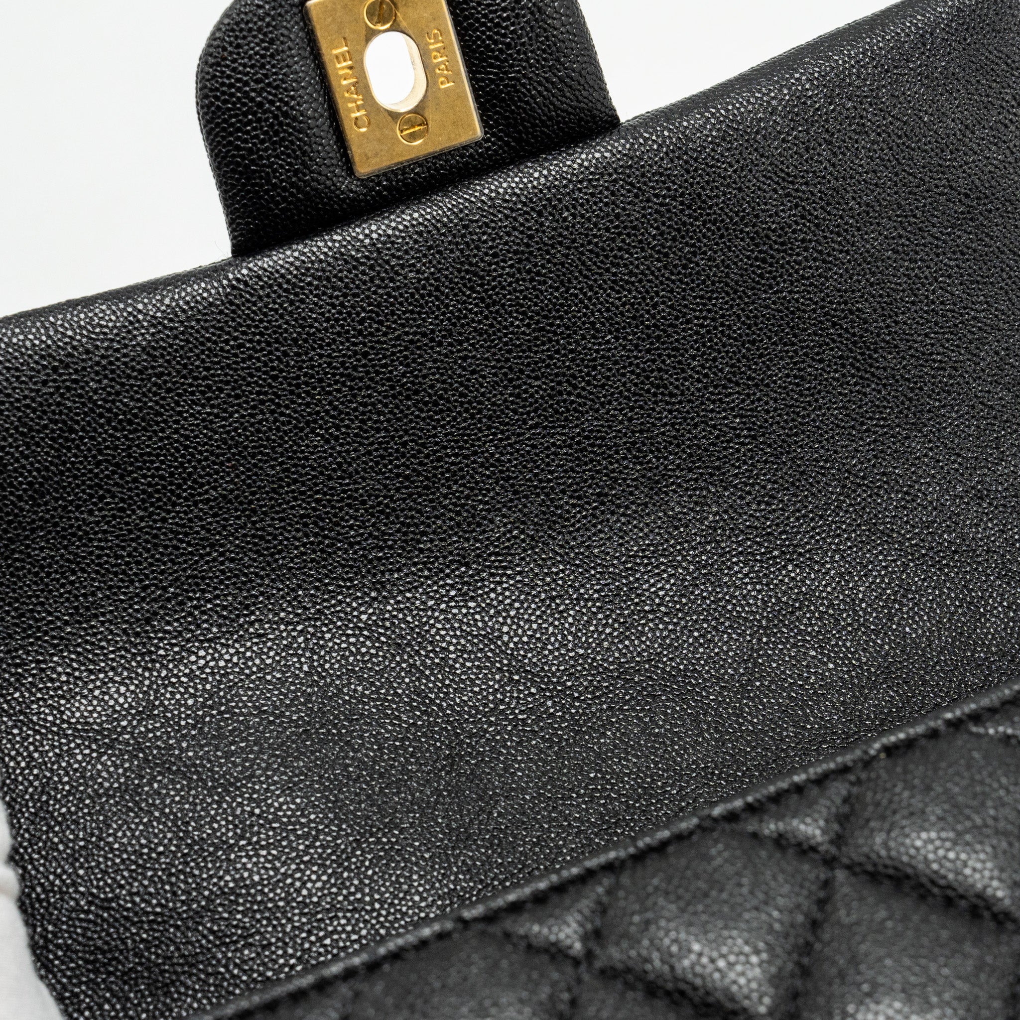 CHANEL TOP HANDLE MINI RECTANGULAR FLAP BAG CAVIAR BLACK GHW