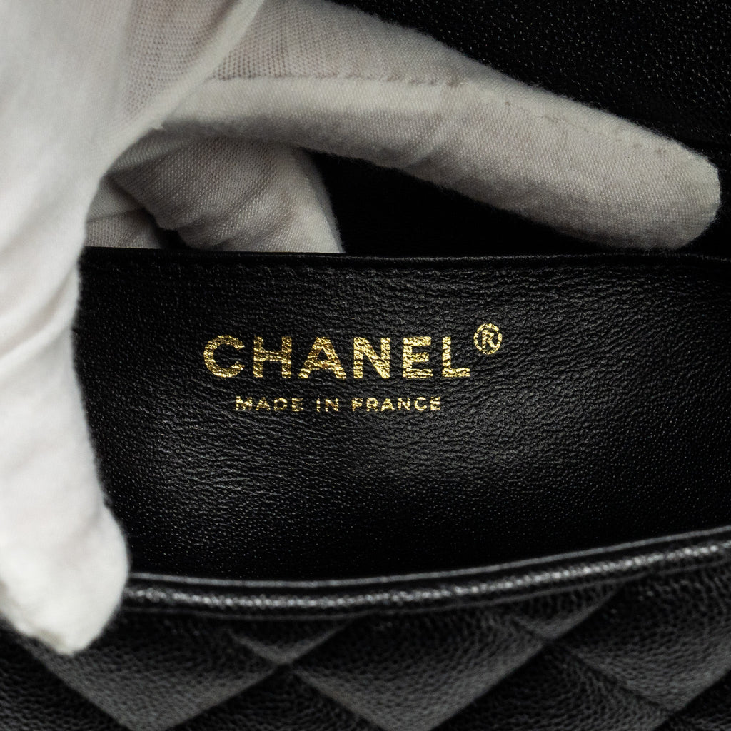 CHANEL TOP HANDLE MINI RECTANGULAR FLAP BAG CAVIAR BLACK GHW