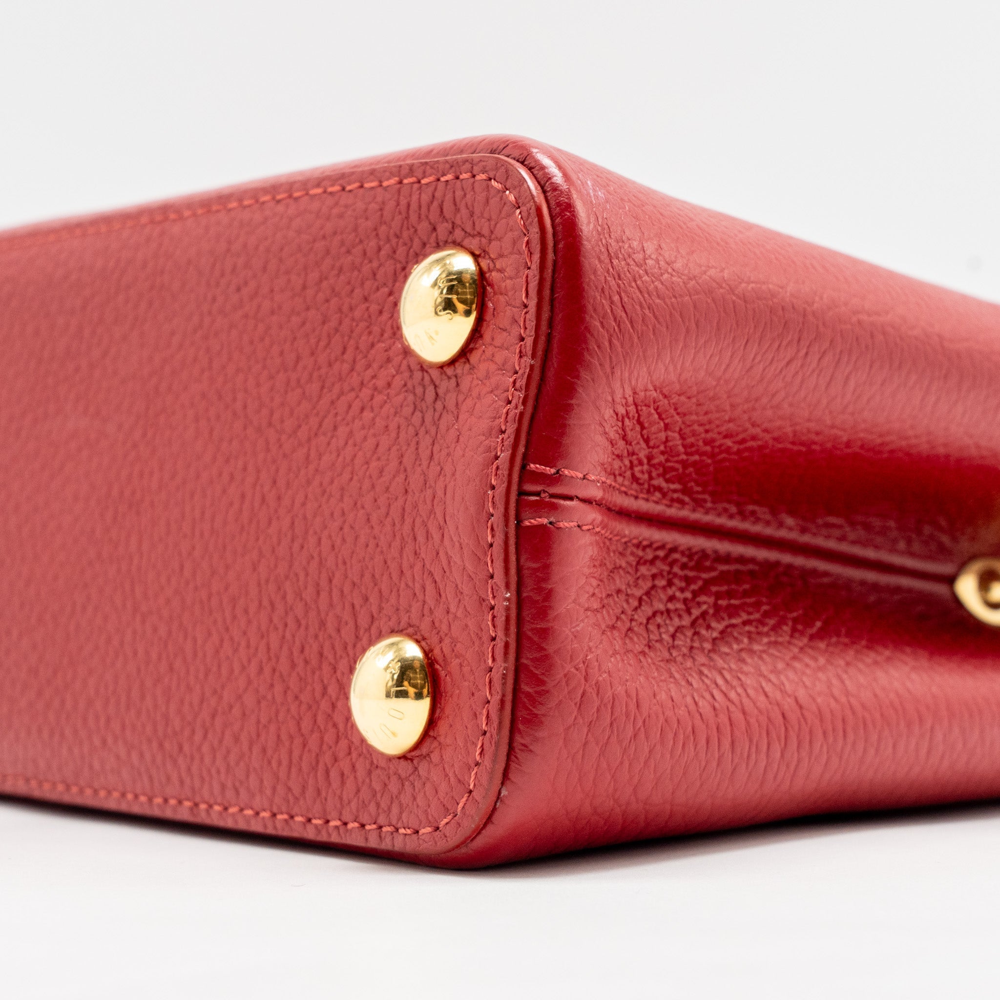 LOUIS VUITTON CAPUCINE BB WITH PYTHON HANDLE TAURILLON RED GHW