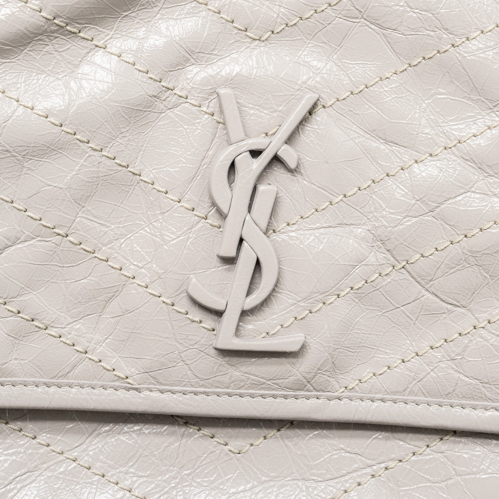 SAINT LAURENT MEDIUM NIKI BAG CALFSKIN GREY RUTHENIUM HARDWARE