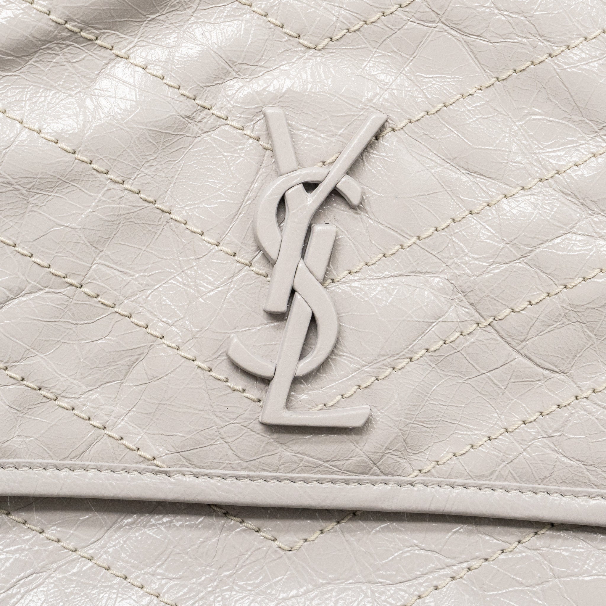 SAINT LAURENT MEDIUM NIKI BAG CALFSKIN GREY RUTHENIUM HARDWARE