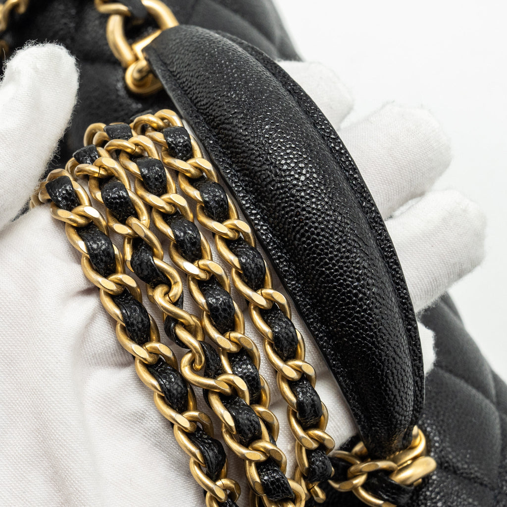 CHANEL TOP HANDLE MINI RECTANGULAR FLAP BAG CAVIAR BLACK GHW