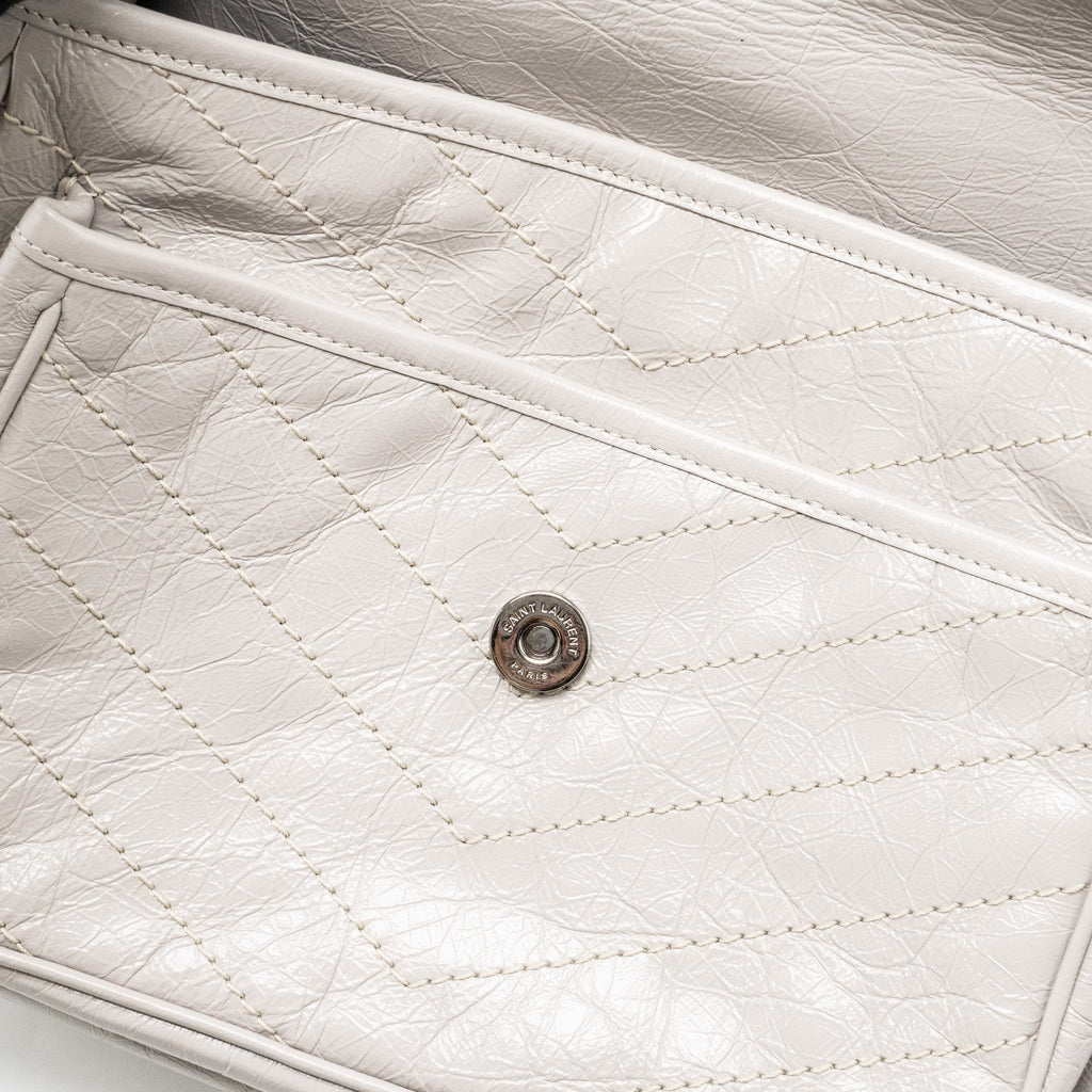 SAINT LAURENT MEDIUM NIKI BAG CALFSKIN GREY RUTHENIUM HARDWARE