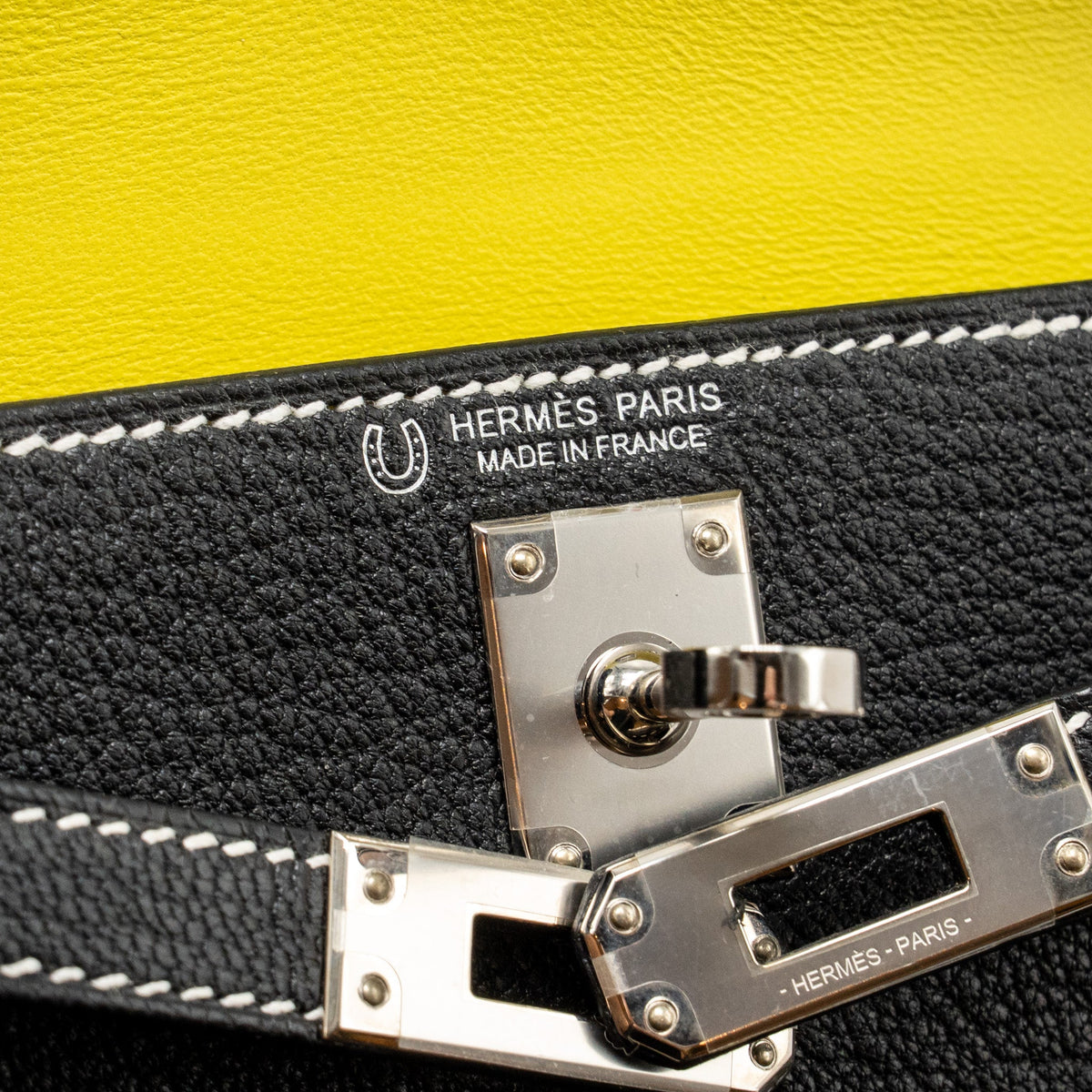 Hermes Mini Kelly II Special Order Chèvre Mysore Black/Lime SHW