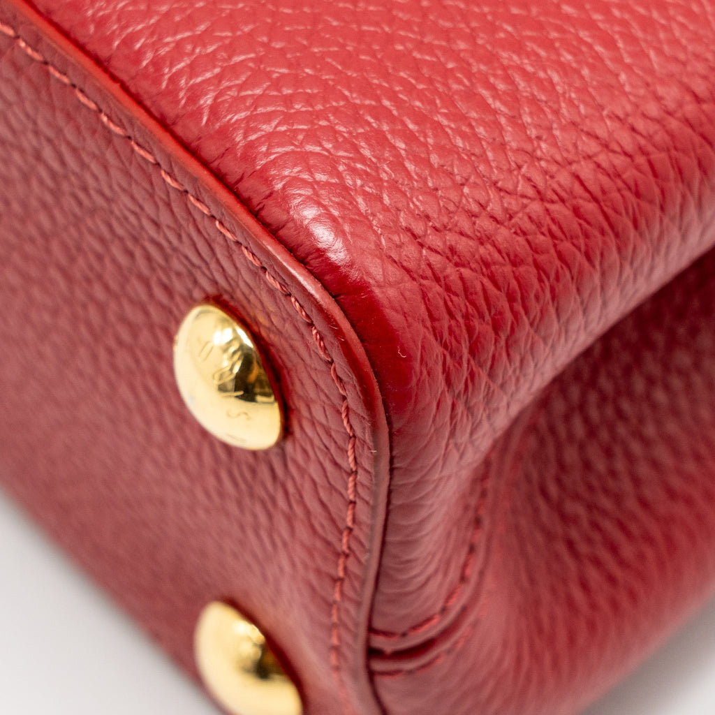 LOUIS VUITTON CAPUCINE BB WITH PYTHON HANDLE TAURILLON RED GHW