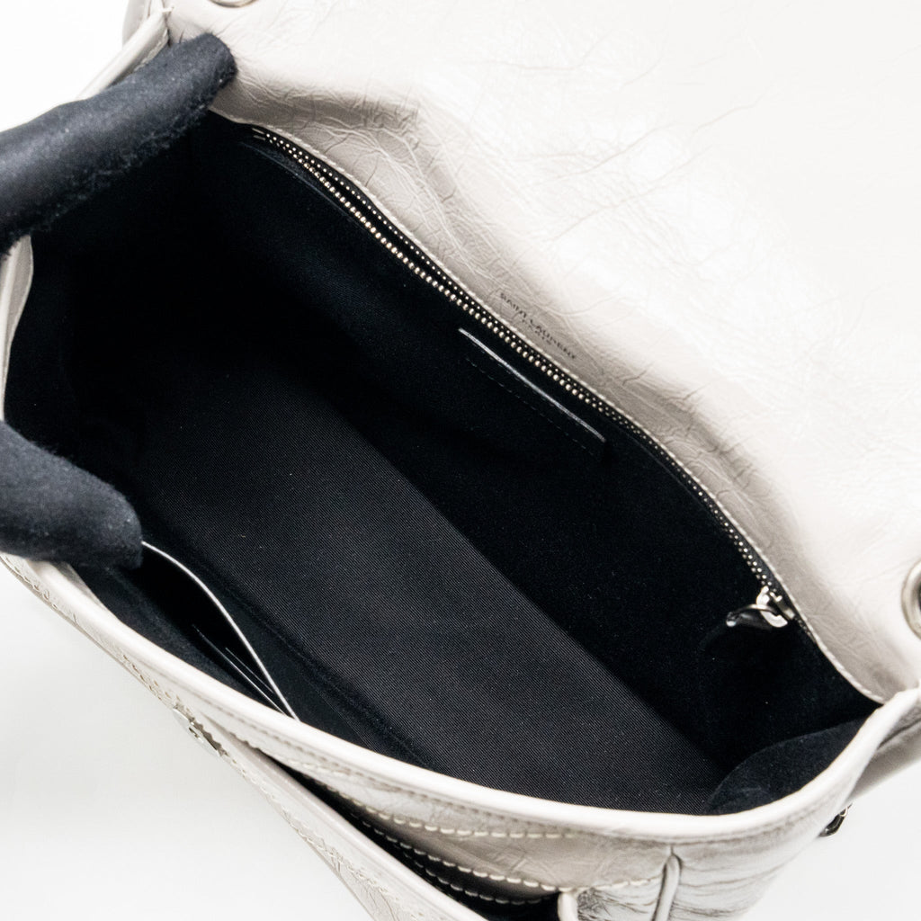 SAINT LAURENT MEDIUM NIKI BAG CALFSKIN GREY RUTHENIUM HARDWARE
