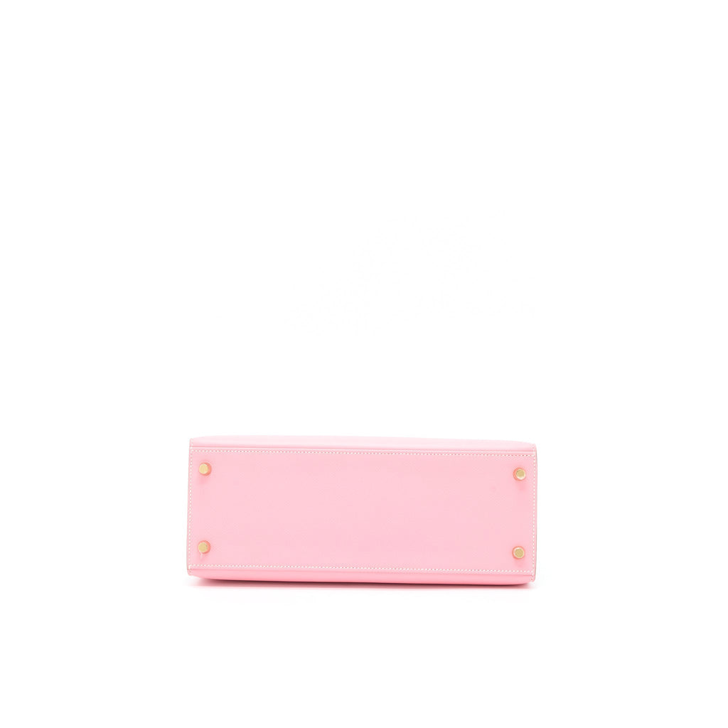 HERMES KELLY 28 SPECIAL ORDER EPSOM BLANC/ROSE CONFETTI BRUSHED GHW