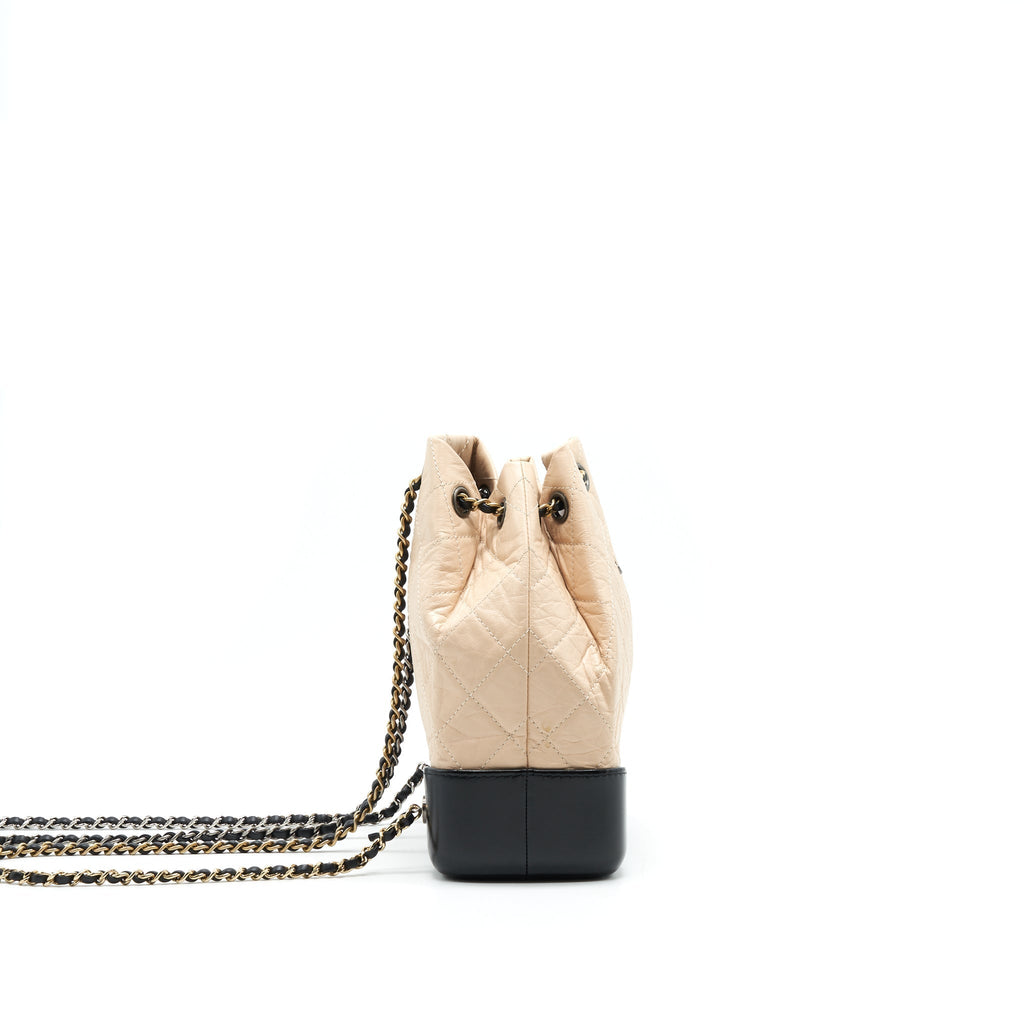 CHANEL GABRIELLE BACKPACK IN AGED CALFSKIN QUILTED LEATHER BEIGE