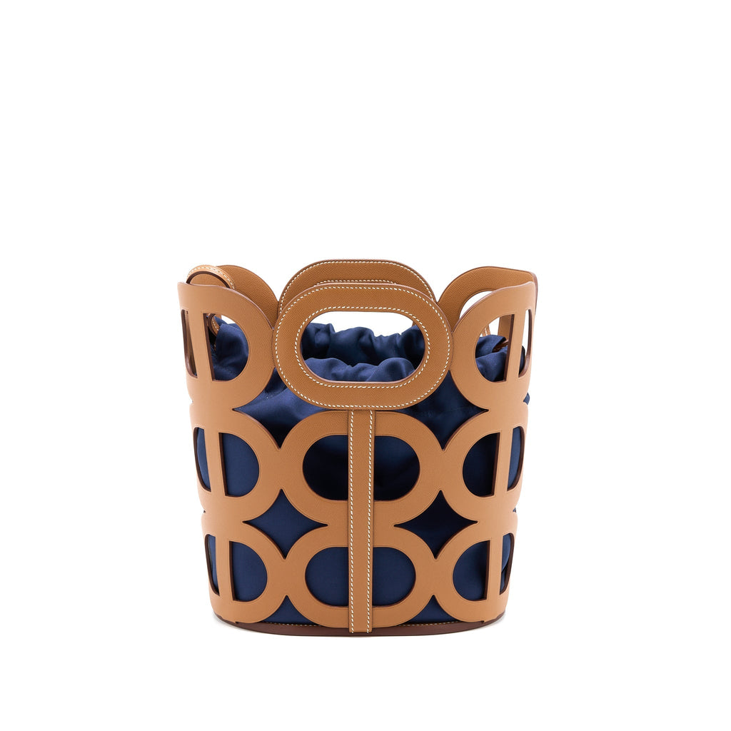 HERMES CHAINE D’ANCRE CABAS MADAME LEATHER GOLD / BLUE MARINE