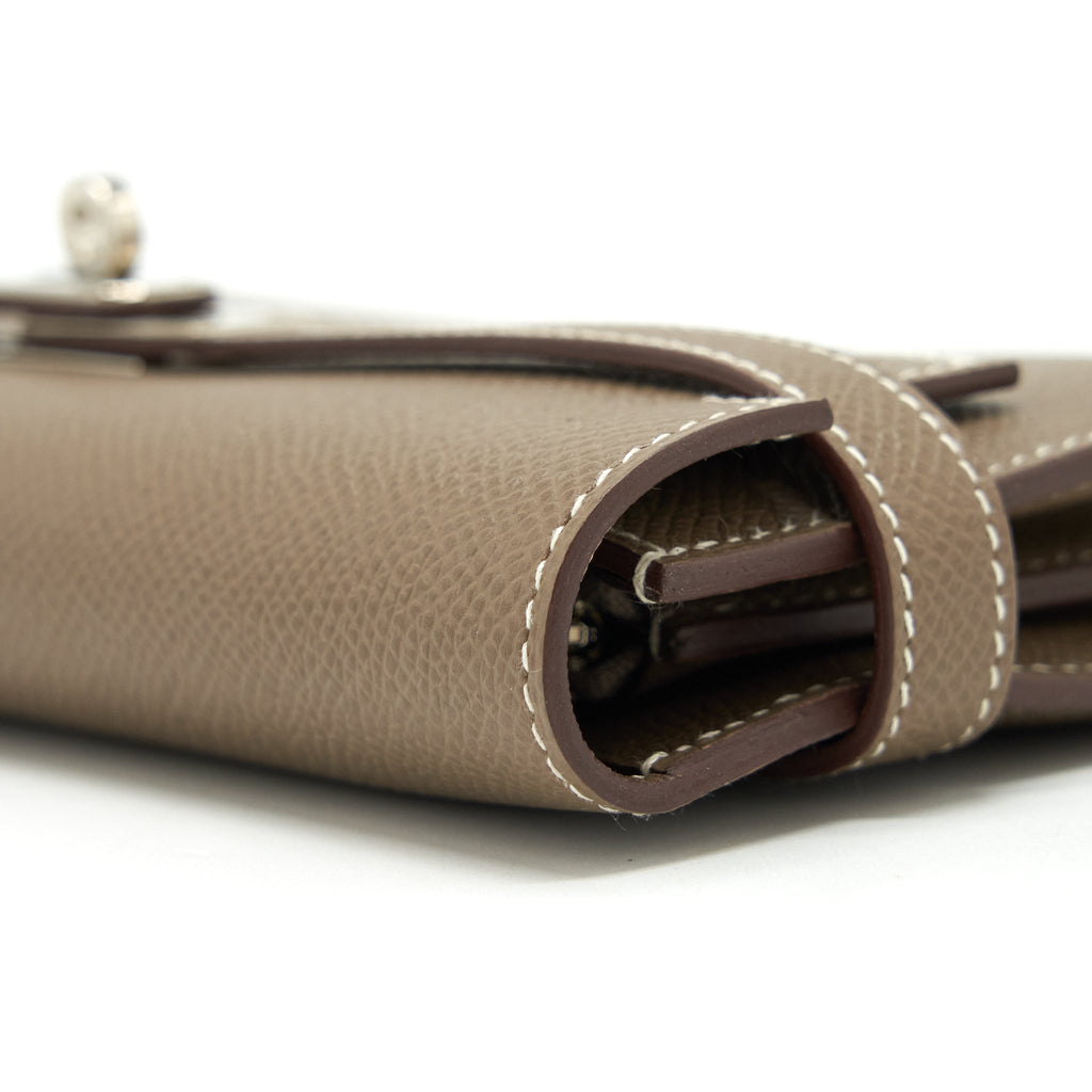 Hermes Classic Kelly Long Wallet Epsom Etoupe SHW