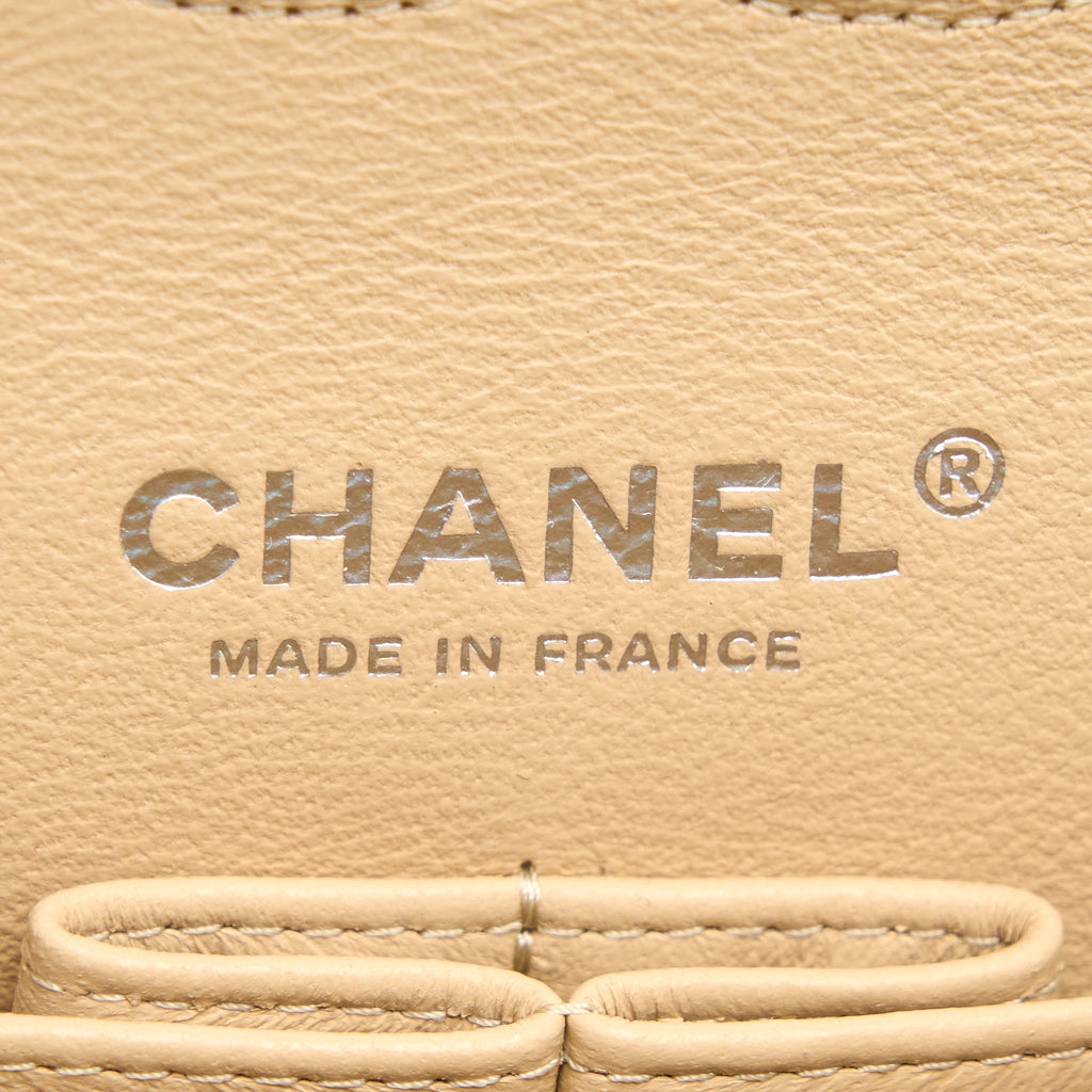 CHANEL CLASSIC DOUBLE FLAP BAG CAVIAR LIGHT BEIGE SHW