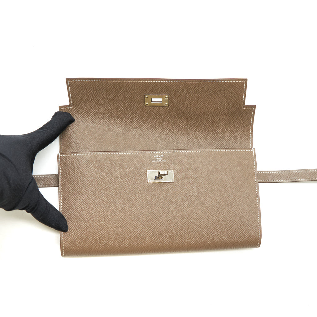 Hermes Classic Kelly Long Wallet Epsom Etoupe SHW