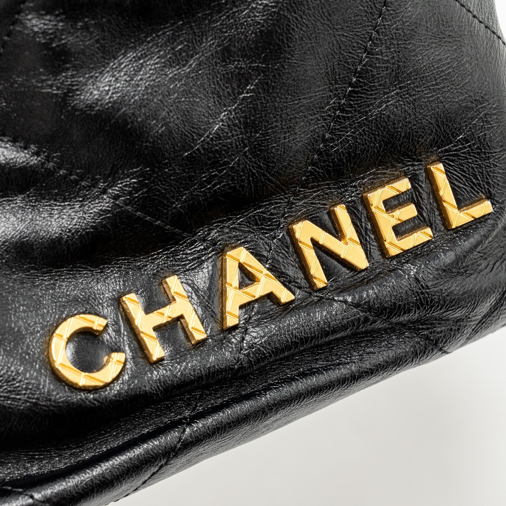 CHANEL 23S MINI 22 BAG WITH PEARL SHINY CALFSKIN GHW (MICROCHIP)